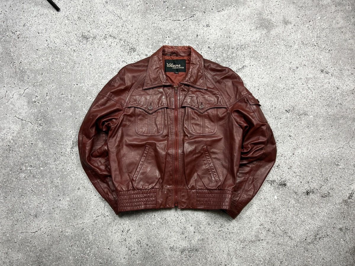 Wilsons Leather Burgundy Bomber Leather Jacket vintage Size S / US 4 / IT 40 - 1 Thumbnail