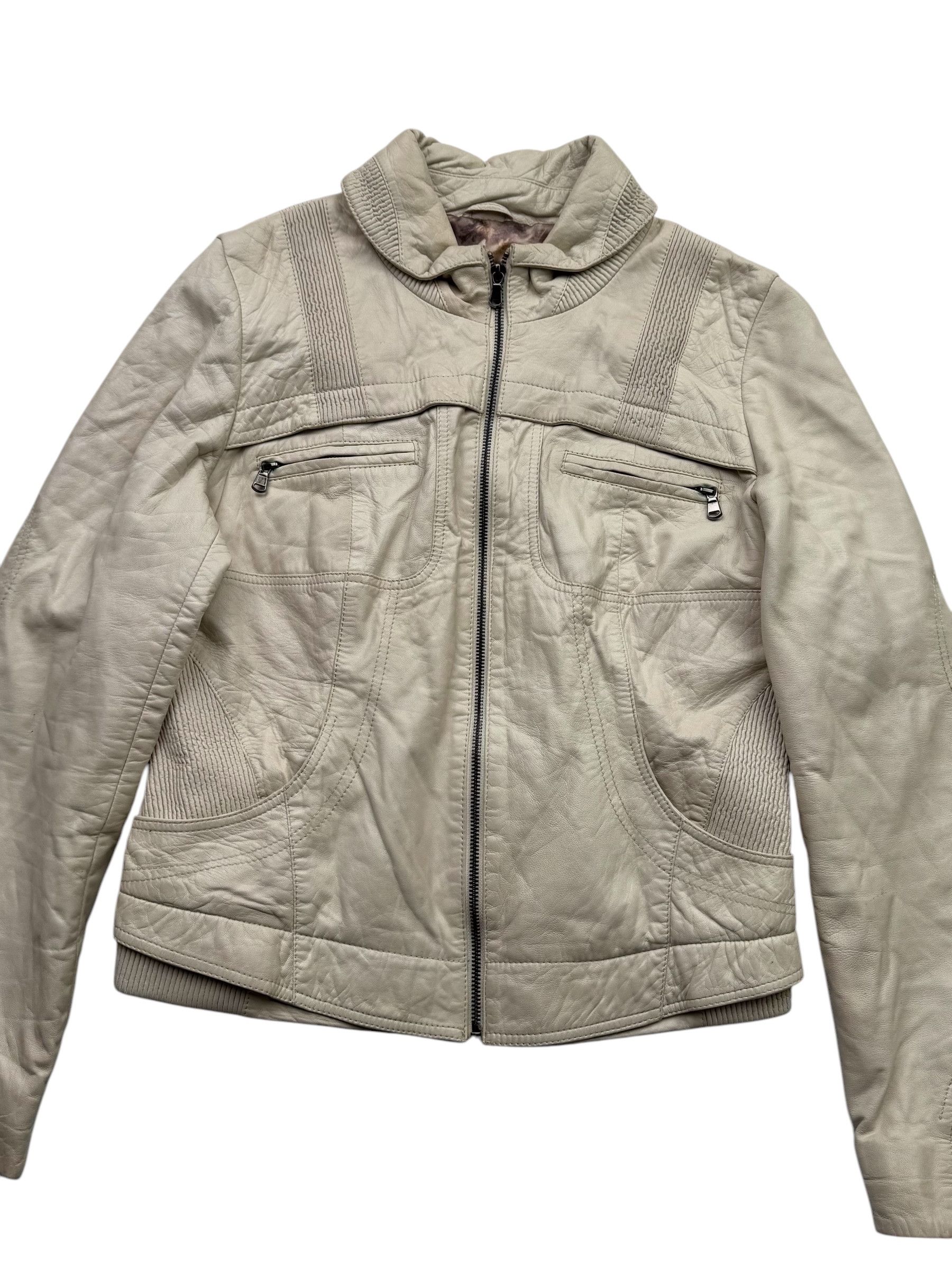 Vintage Y2K Cropped Leather Jacket W40(V9) Size M / US 6-8 / IT 42-44 - 2 Thumbnail
