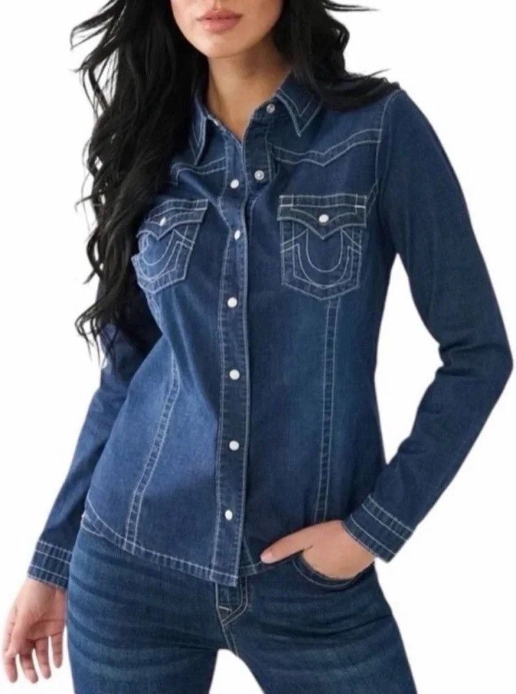 True Religion True Religion Western Denim Shirt Size XS / US 0-2 / IT 36-38 - 10 Thumbnail