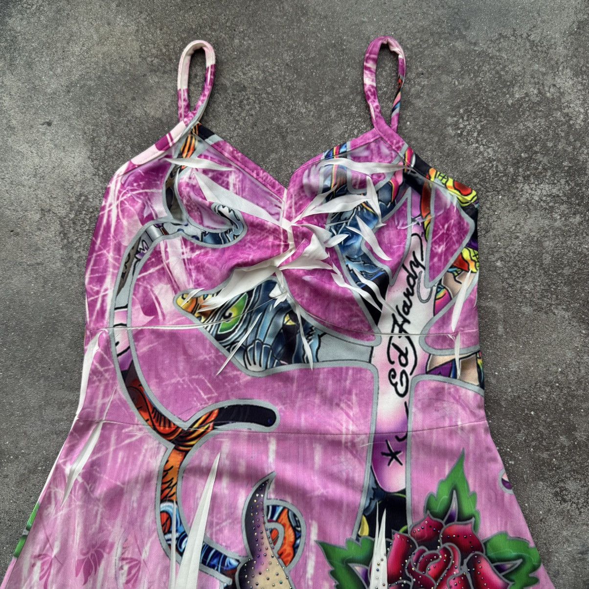 Ed Hardy Ed Hardy Vintage Y2K “True Love Rose” Pink Dress Size S / US 4 / IT 40 - 2 Thumbnail