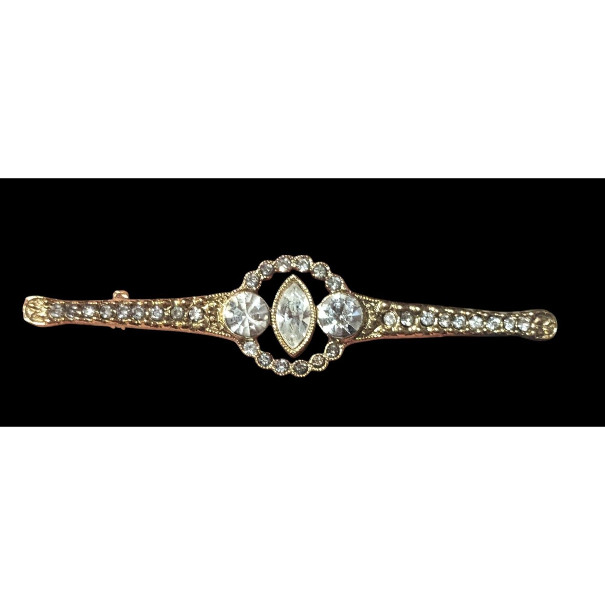 Other Vintage Art Deco Gold Tone Rhinestone Brooch Size ONE SIZE - 2 Thumbnail