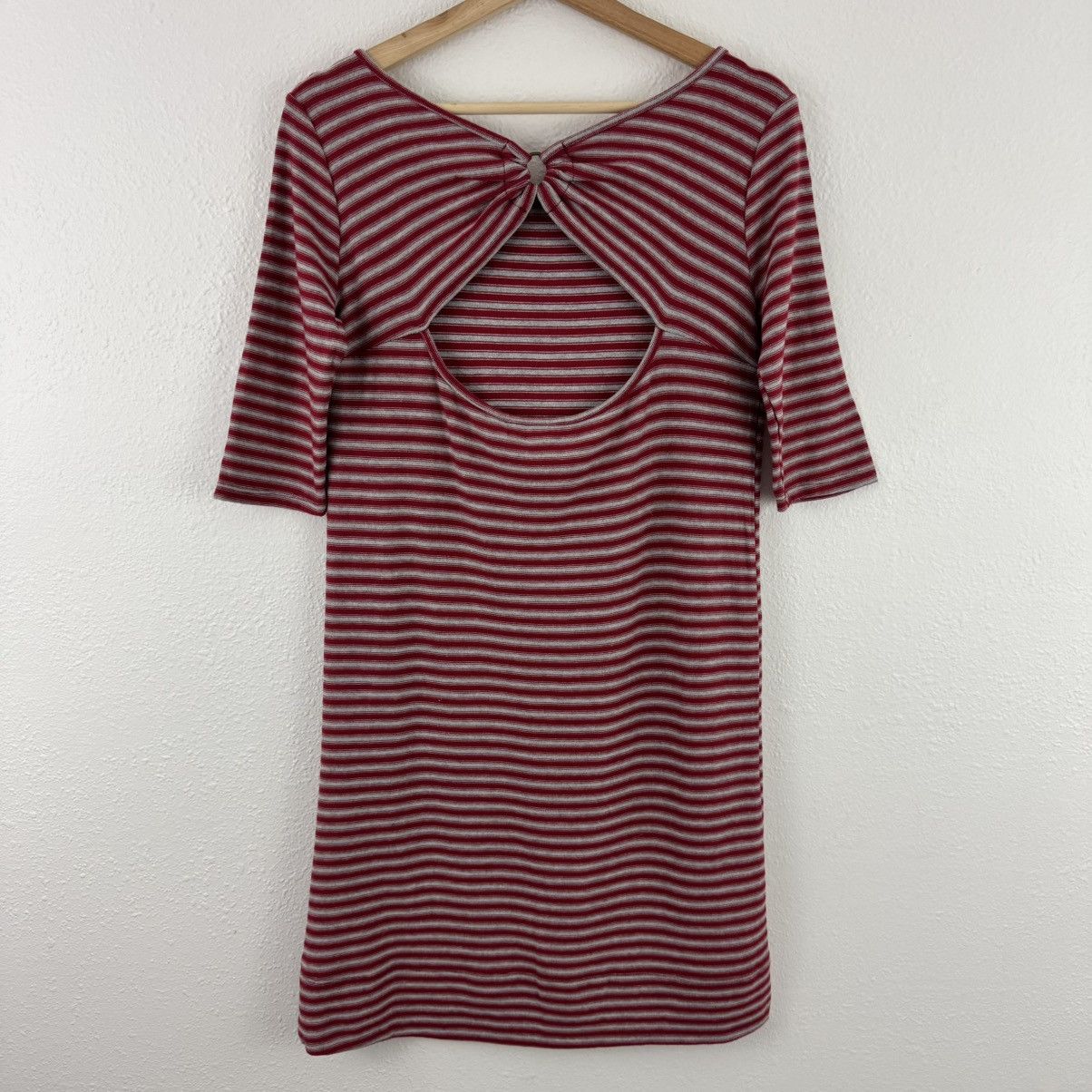 Free People FREE PEOPLE Red Grey Frenchie Striped Quarter Sleeve Dress Size XS / US 0-2 / IT 36-38 - 6 Thumbnail