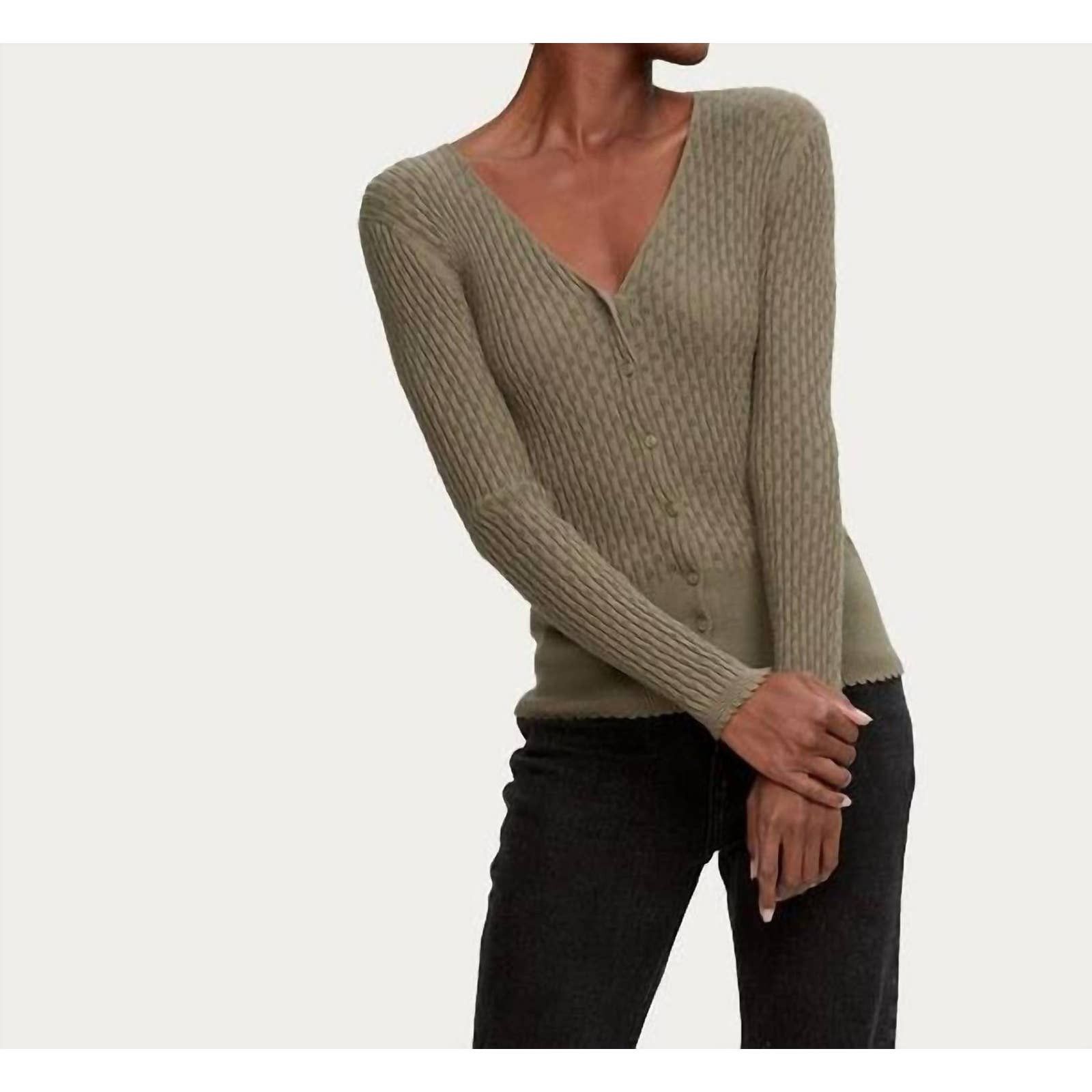 Michael Stars Macey Knit Cardigan In Olive Grailed