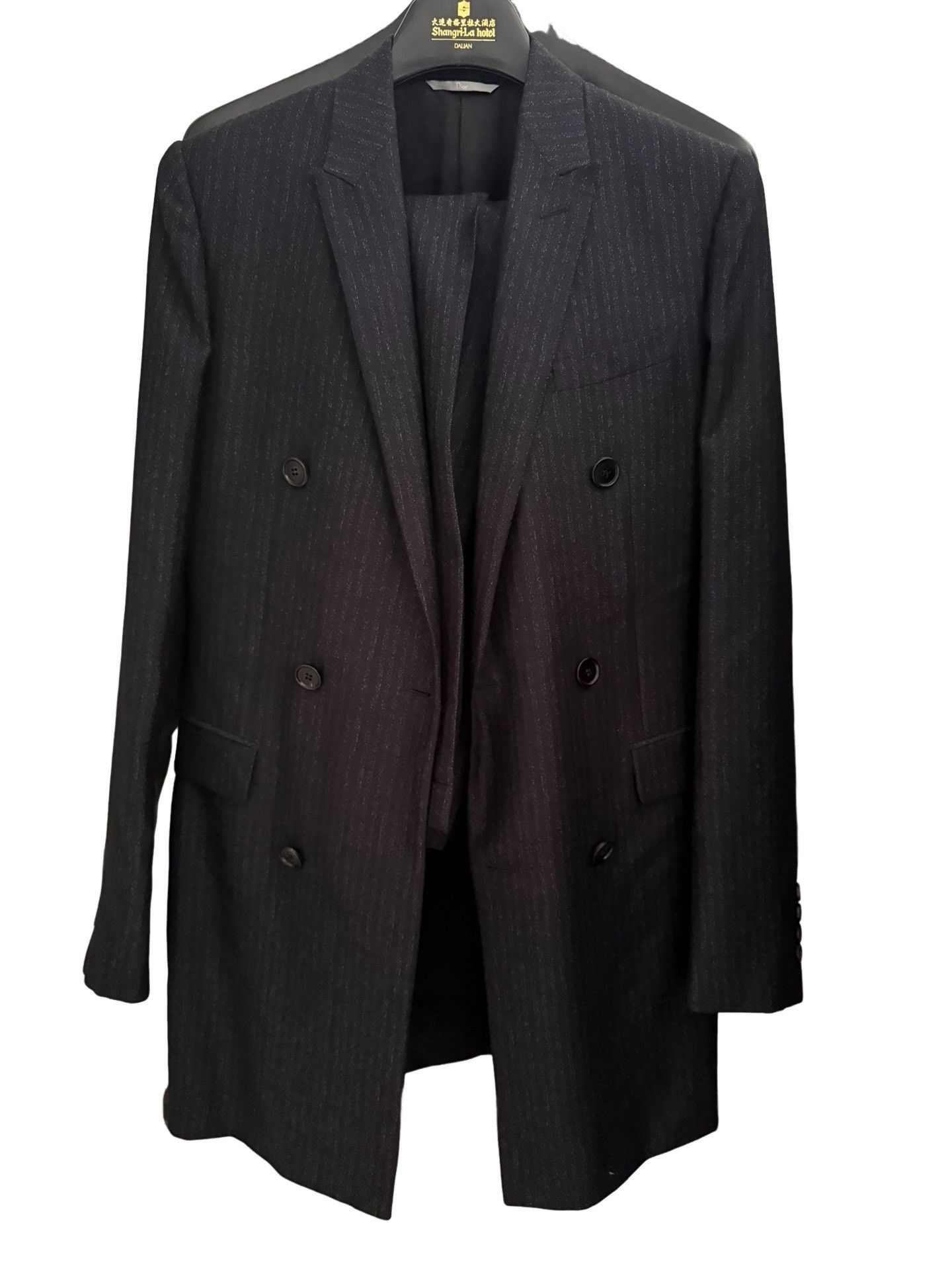 Dior Dior Pinstripe Wool Silk Double Breasted Suit 34R Size 34R - 1 Thumbnail