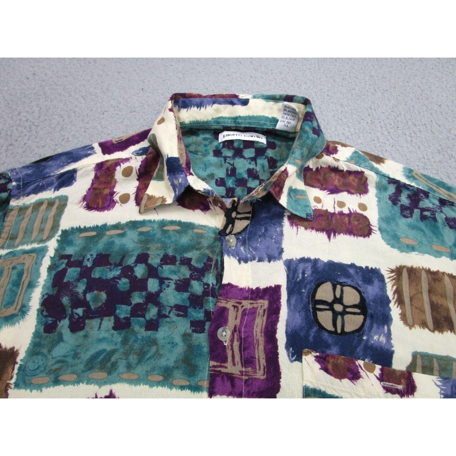 Pierre Cardin Pierre Cardin Shirt Mens S Abstract Geometric Colorful Rayon Button Up 90s Style Size US S / EU 44-46 / 1 - 3 Thumbnail