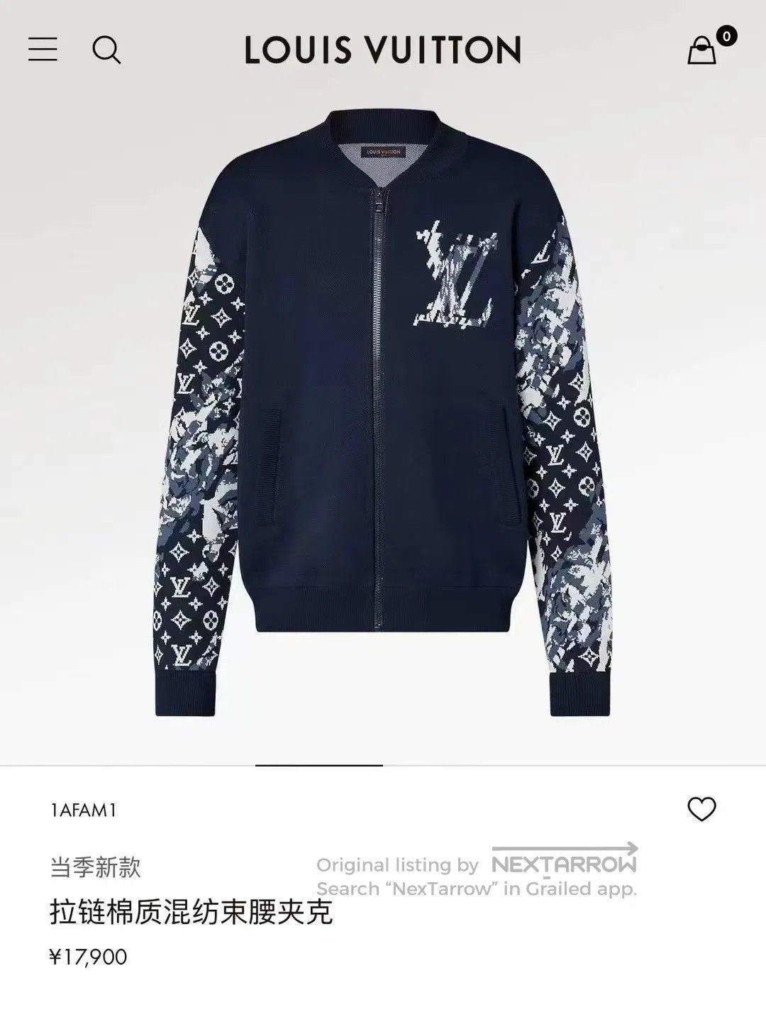 Louis Vuitton Louis Vuitton Dark Blue Pigeon Tapestry Full Print Knit Zi Size US XS / EU 42 / 0 - 5 Thumbnail