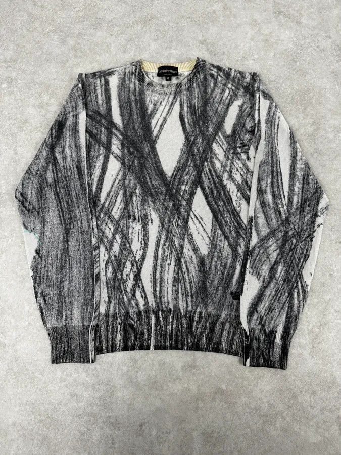 Emporio Armani AW2011 Emporio Armani White & Grey Abstract Pattern Sweater Size US M / EU 48-50 / 2 - 1 Thumbnail