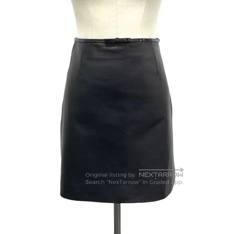 Miu Miu Miu Miu Black Lambskin Leather Skirt . Size 27" / US 4 / IT 40 - 1 Thumbnail