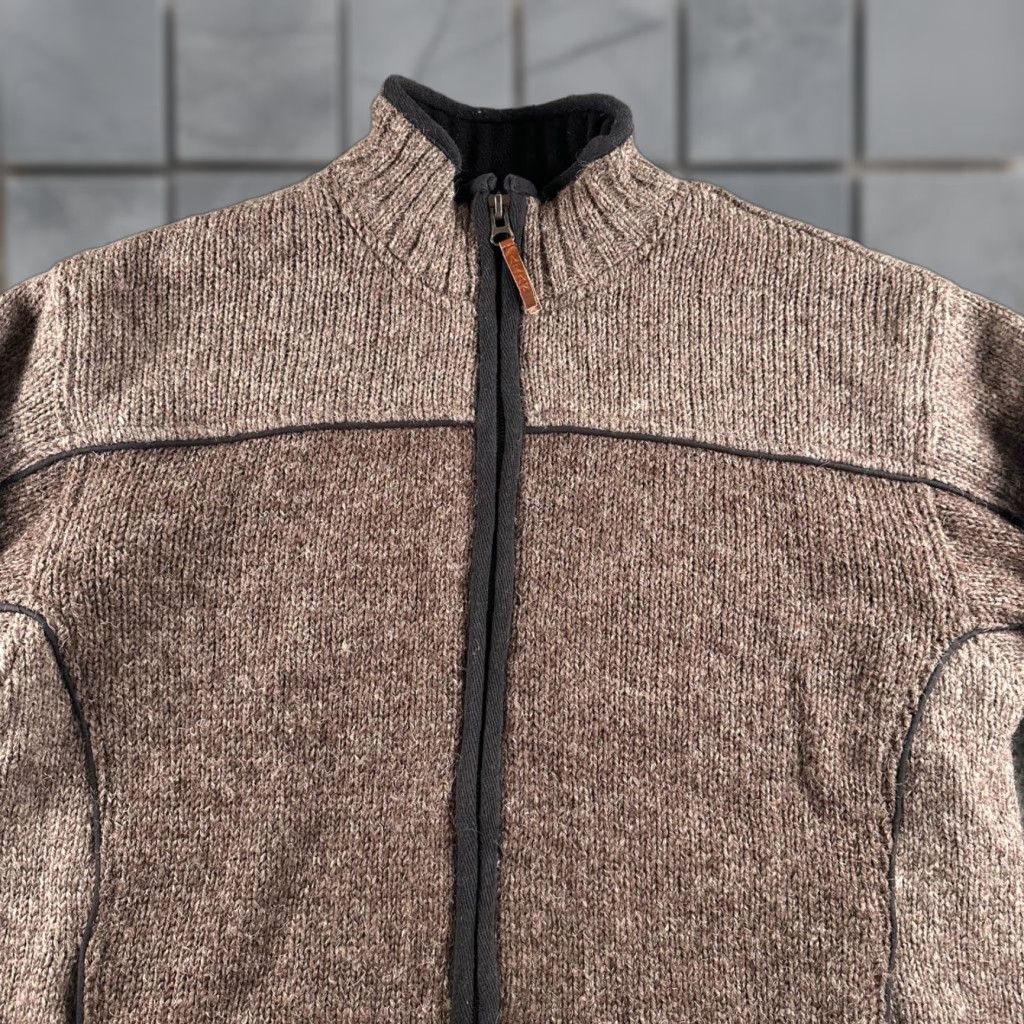 Market Aran Sweater Market Wool Full Zip Jacket Mens L Brown Lined Irish Sweater Size US L / EU 52-54 / 3 - 1 Thumbnail