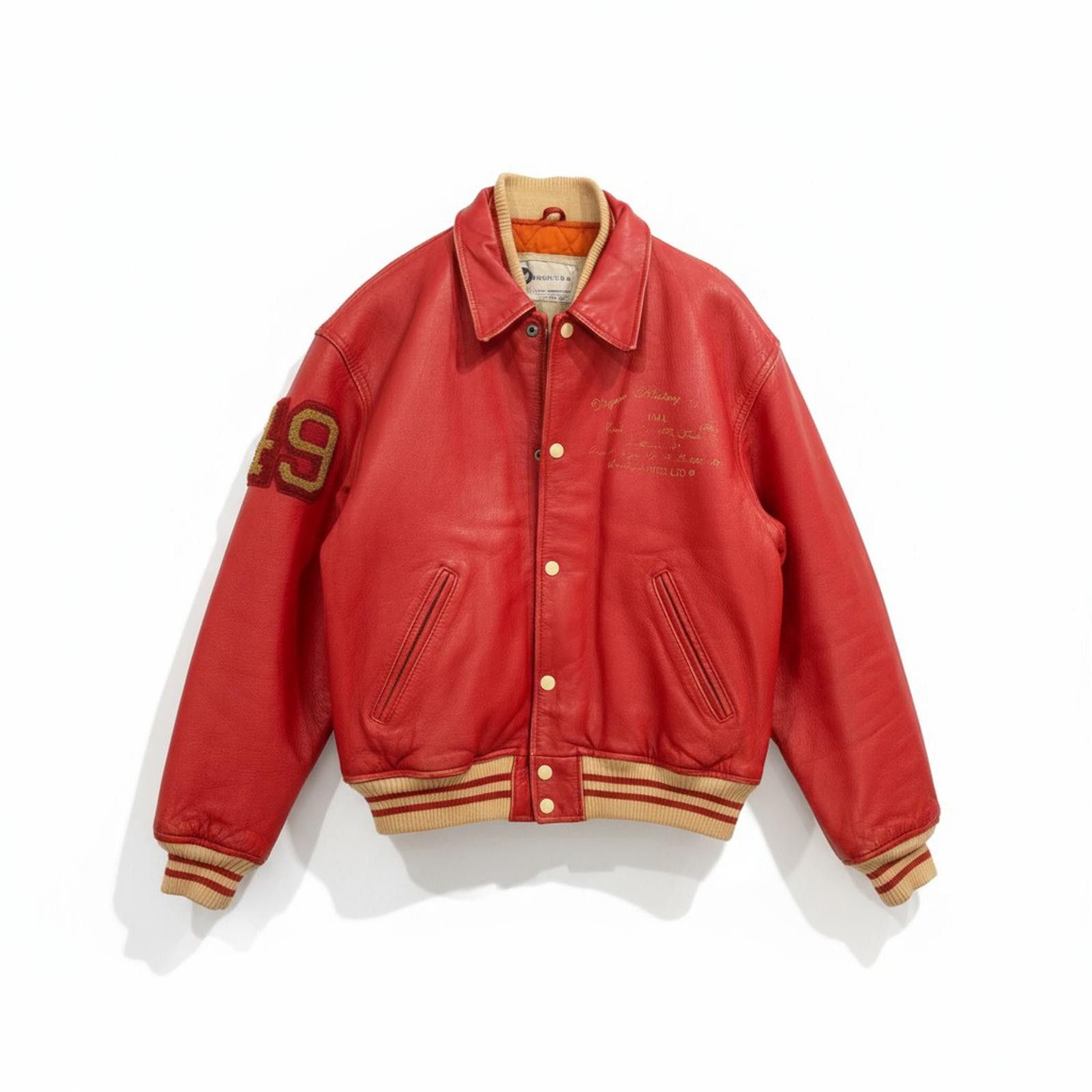 Avirex Avirex - XS Red Leather Varsity Jacket Virginia Ins. Size US XS / EU 42 / 0 - 1 Thumbnail