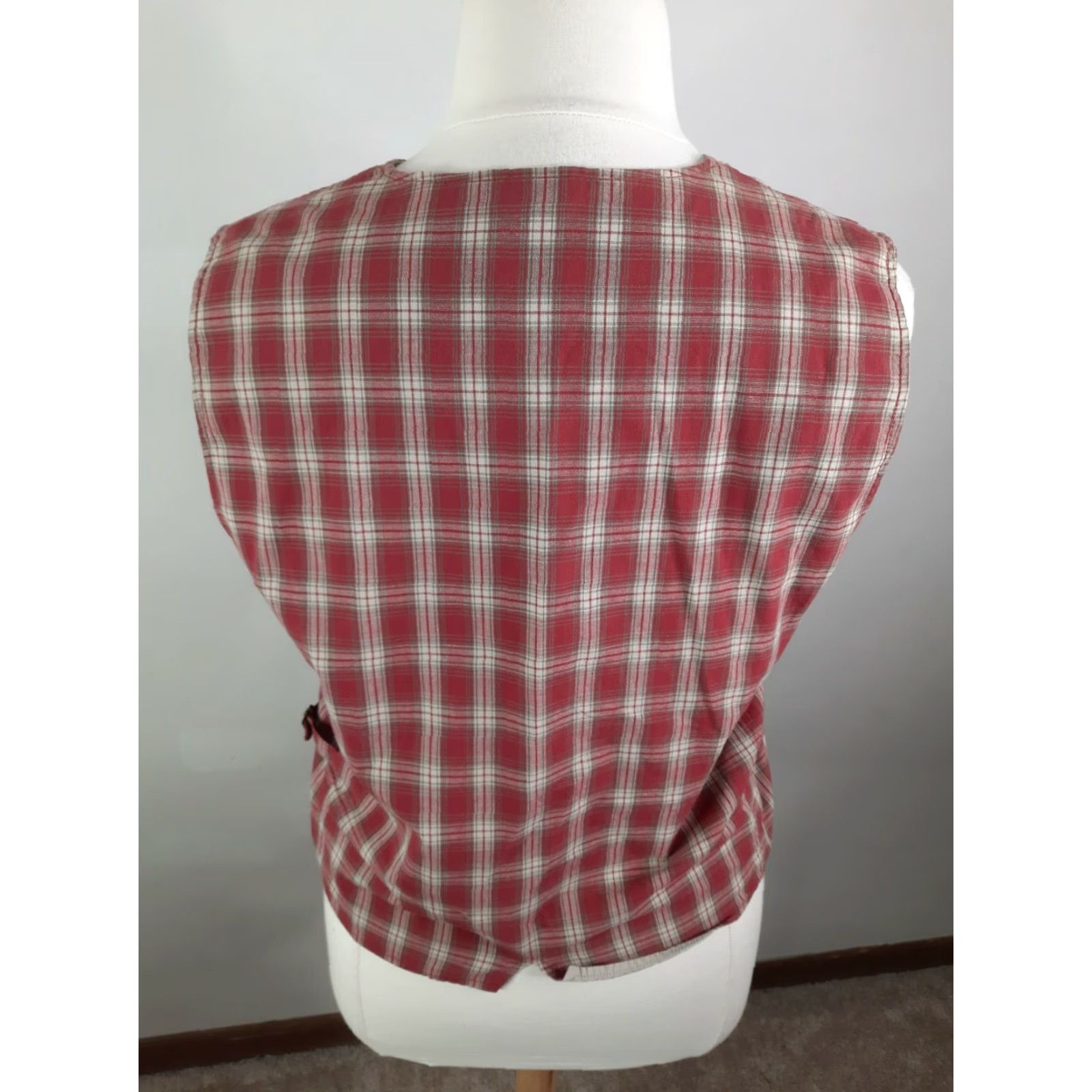 Eddie Bauer VINTAGE Eddie Bauer Vest Women's L Red Plaid Lumberjack Cotton Woven V3J Size L / US 10 / IT 46 - 5 Thumbnail
