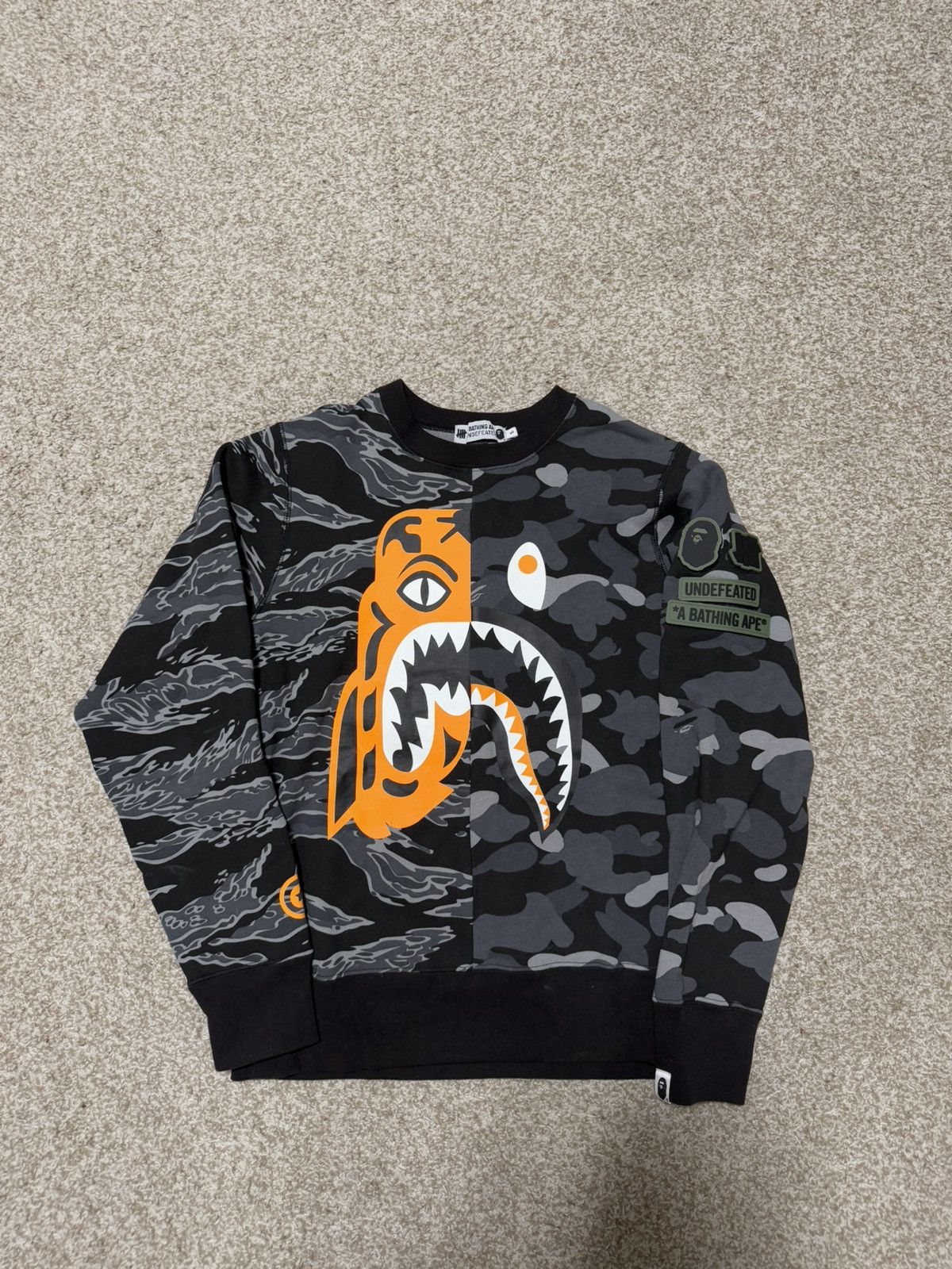 Bape × Undefeated Bape Undefeated Split Shark Crewneck | Grailed 