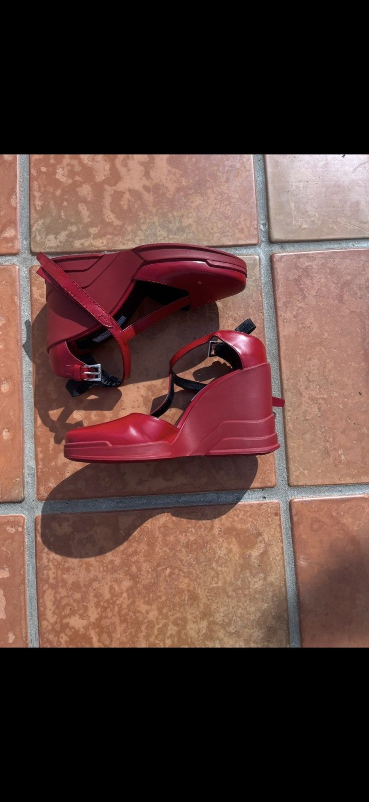 Prada Authentic Prada Burgundy Leather Platform Wedge Size US 7.5 / IT 37.5 - 1 Thumbnail