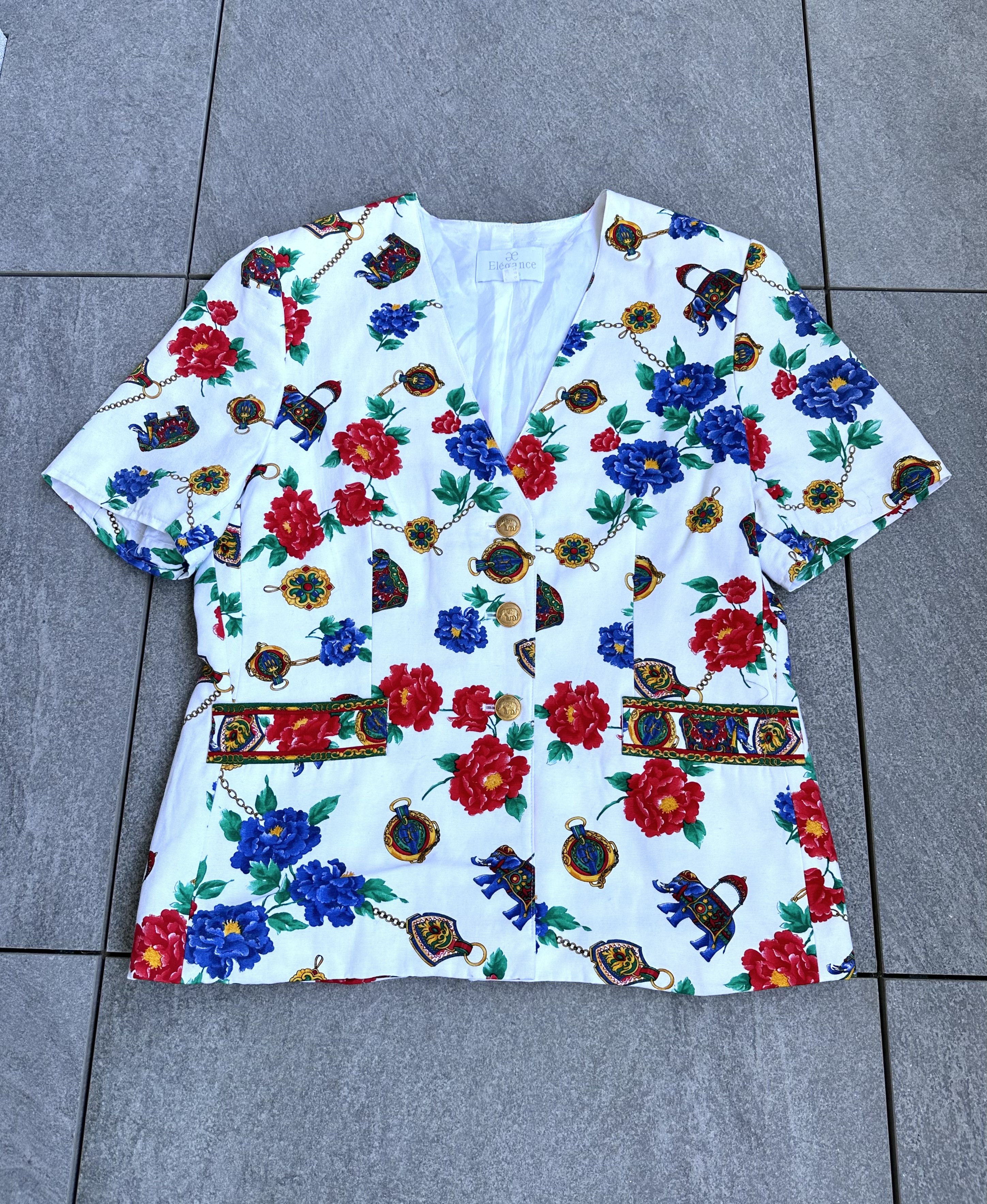 Designer AE Elegance Paris women floral blazer jacket Size XL / US 12-14 / IT 48-50 - 2 Thumbnail