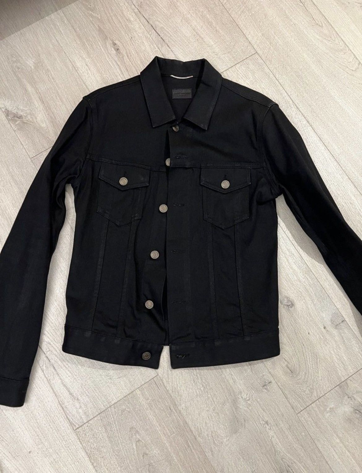 image of Saint Laurent Paris Saint Laurent - Dj01M Denim Hacket - Size M in Black, Men's