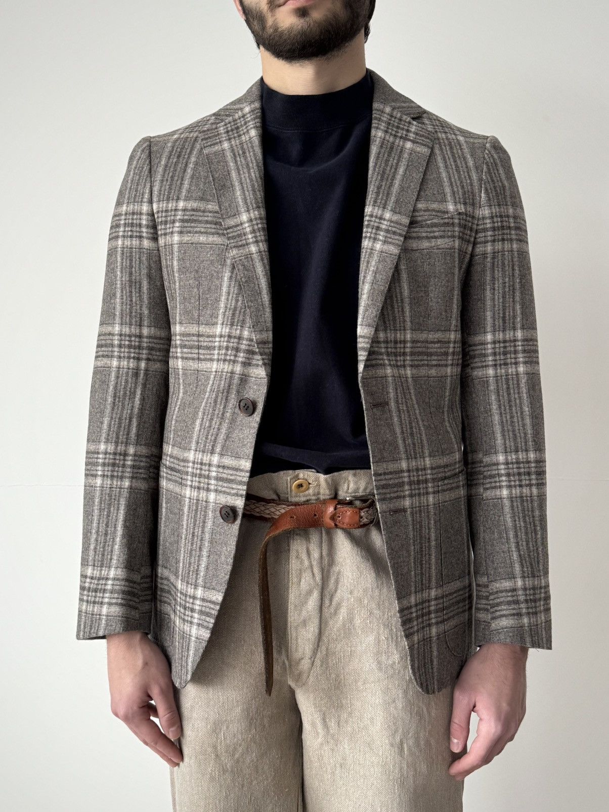 Suitsupply Suitsupply Havana FL Wool & Silk Gray Check Blazer Size 46R - 1 Thumbnail