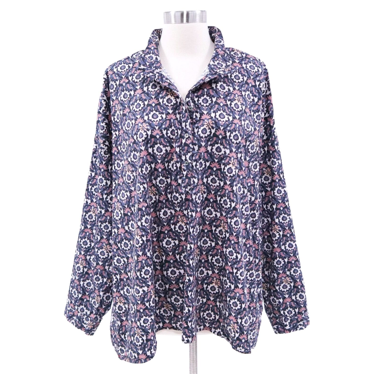image of Xirena Blouse Top Tesse Womens L Large Black White Gray Pink Cotton Bird Gray