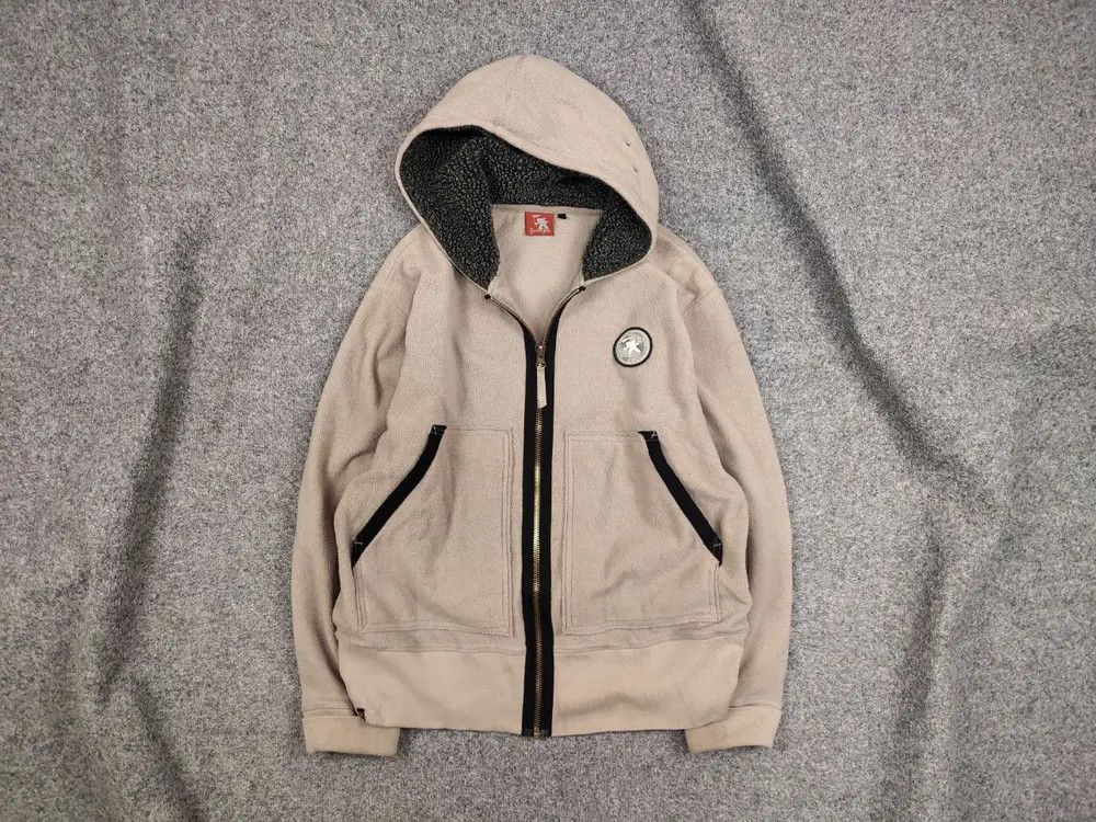 Gotcha Vintage 90's Gotcha Beige Fleece Zip Logo Pocket Hoodie Size US L / EU 52-54 / 3 - 1 Thumbnail
