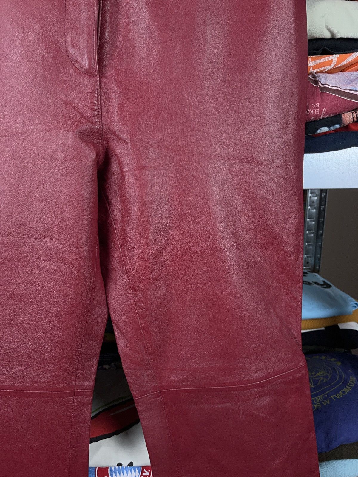 Genuine Leather Vintage burgundy genuine leather high quality pants Size 30" / US 8 / IT 44 - 3 Thumbnail