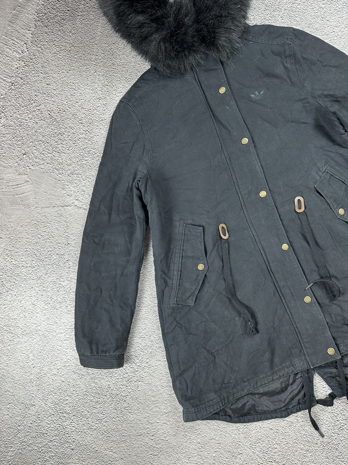 Adidas Vintage Adidas Fur Denim Jacket Faded Parkas Y2K Style Size M / US 6-8 / IT 42-44 - 3 Thumbnail