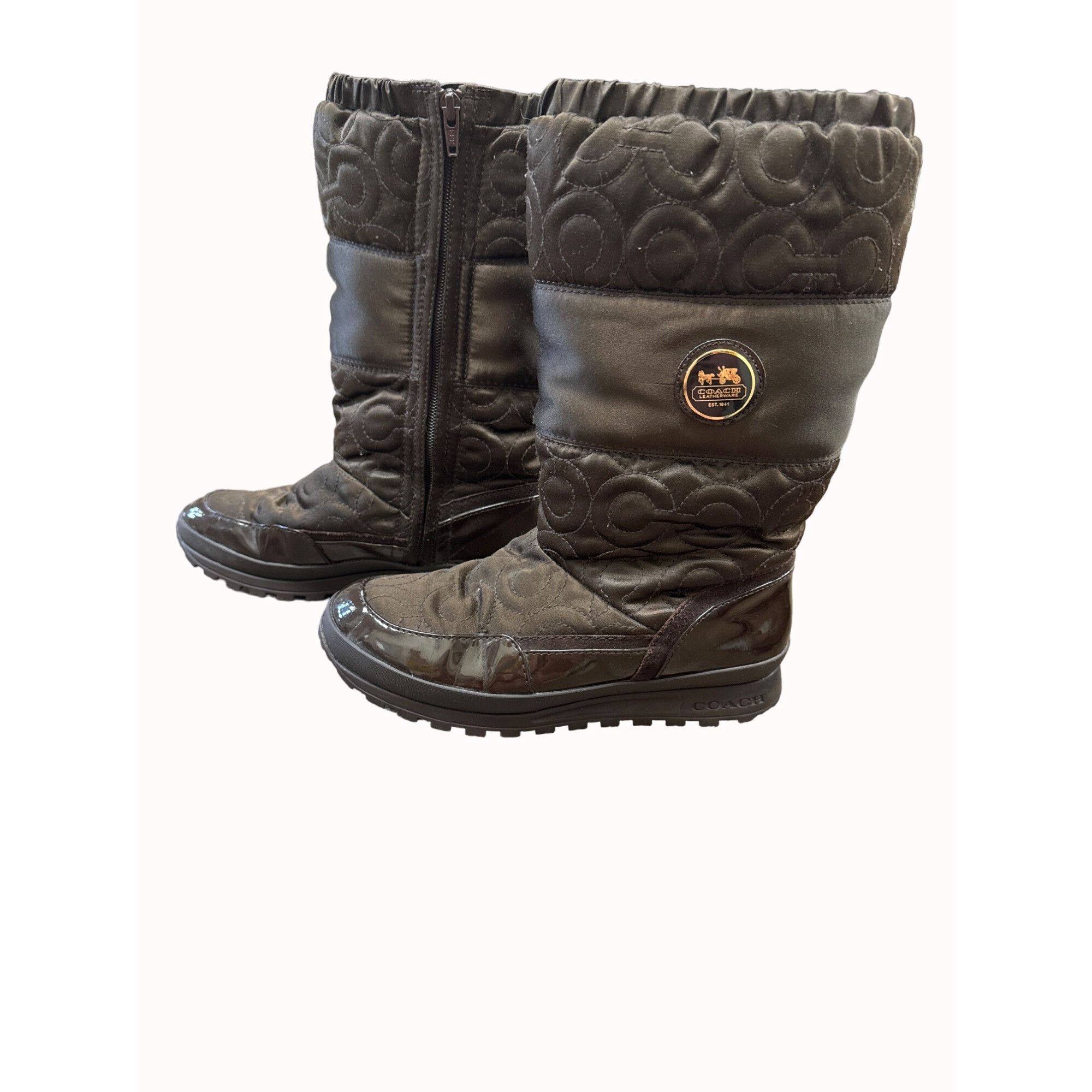 Coach Coach Sinature women’s brown quilted nylon snow boots 7B SKU Size US 7 / IT 37 - 3 Thumbnail