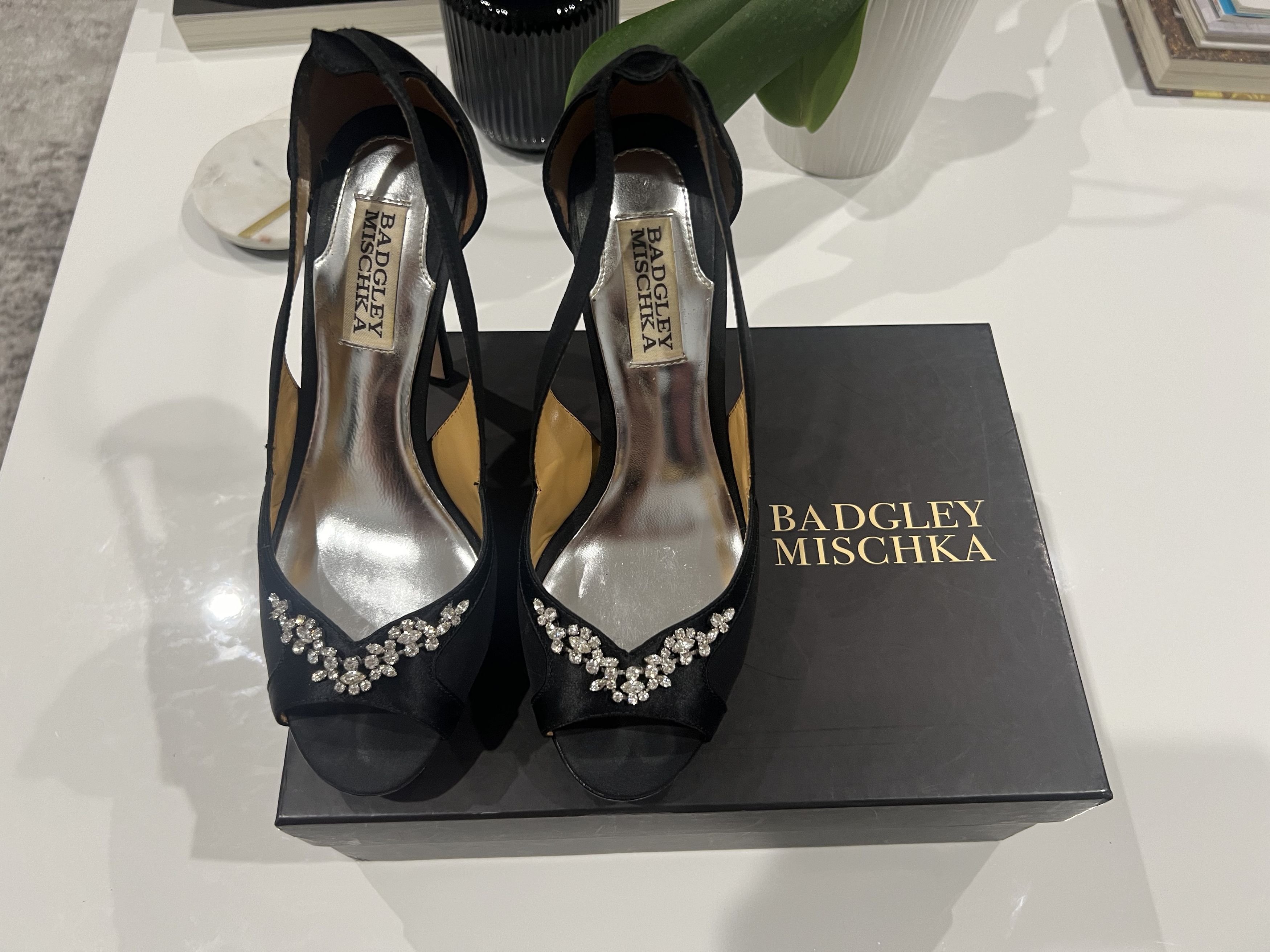 Badgley Mischka Vintage Badgley Mischka Foxy Pump - Black Satin Size US 6.5 / IT 36.5 - 6 Thumbnail