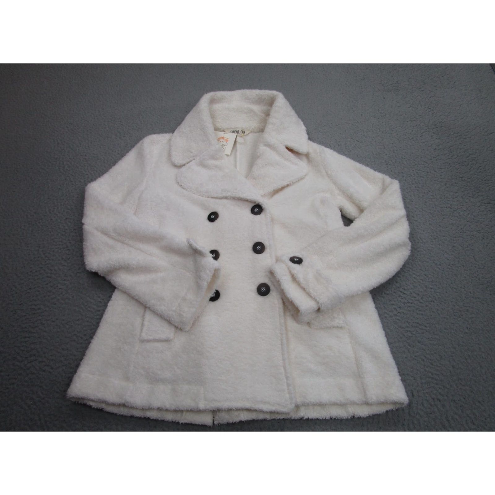 Doublet Simone Fan Coat Womens S/M White Soft Terry Pea Coat Double Breasted Button USA Size S / US 4 / IT 40 - 2 Thumbnail