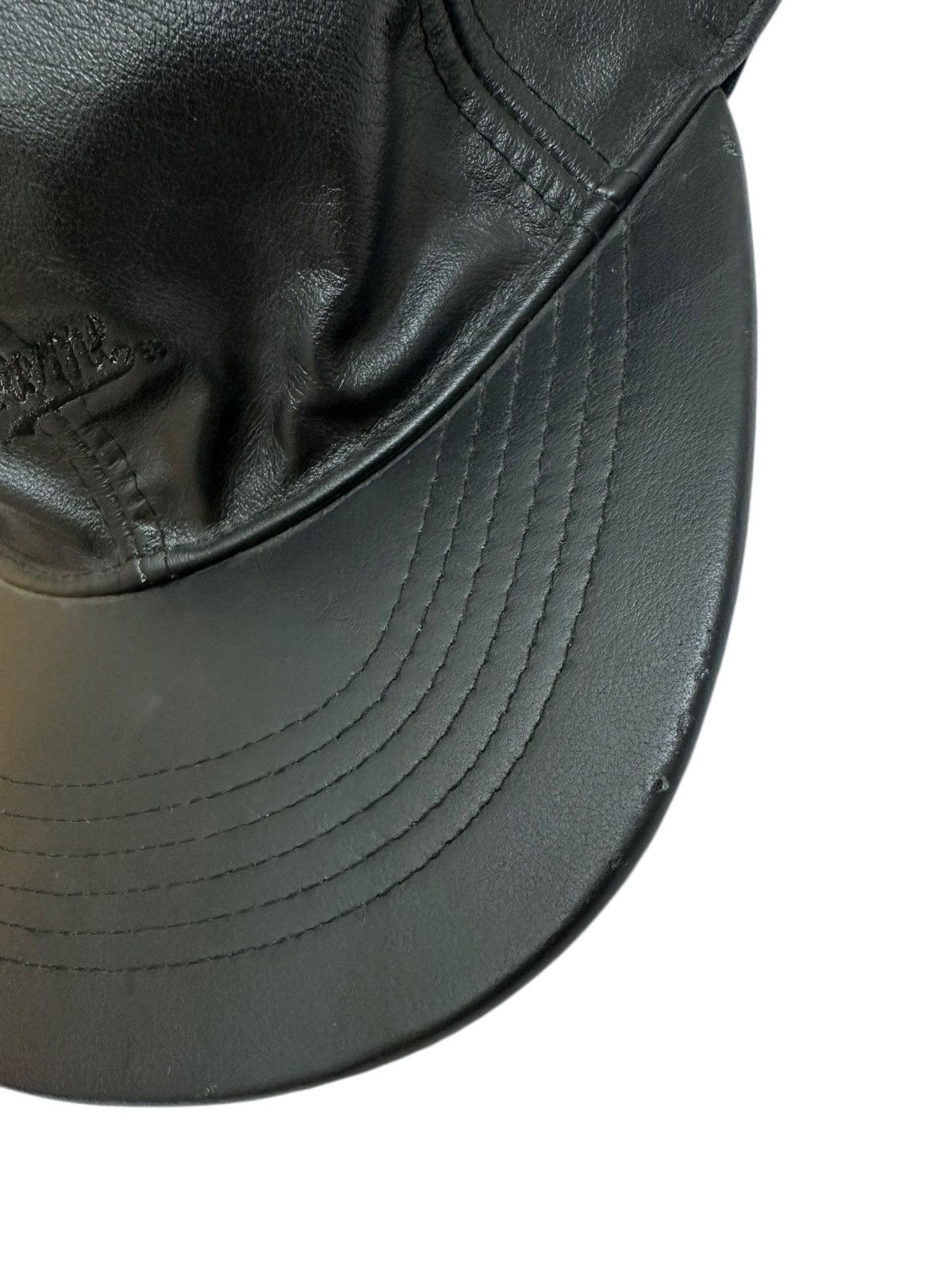 Genuine Leather × Supreme × Vintage RARE ‼️ Vintage SUPREME Leather Black Hat Cap Size ONE SIZE - 6 Thumbnail