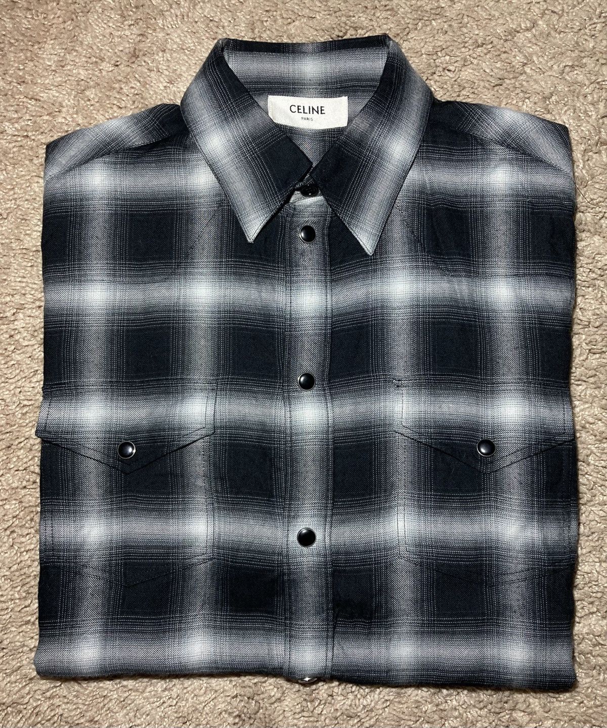 Celine SS19 Celine Shadow Plaid Western Shirt Viscose 2019 Hedi 37 Size US S / EU 44-46 / 1 - 1 Thumbnail
