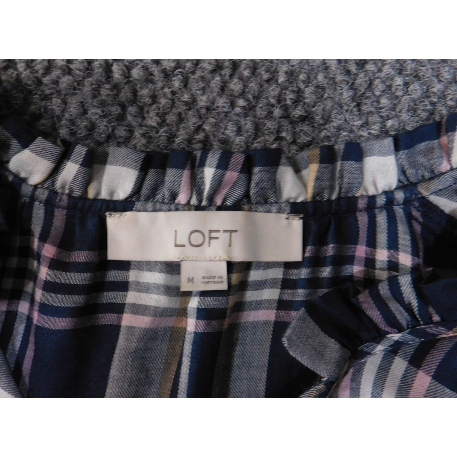Ann Taylor Loft Ann Taylor Loft Blue Plaid Blouse M Women Lyocell Woven Pullover Casual Ruffle Long Sleeve Collared Denim Colorful Basic Size M / US 6-8 / IT 42-44 - 7 Thumbnail