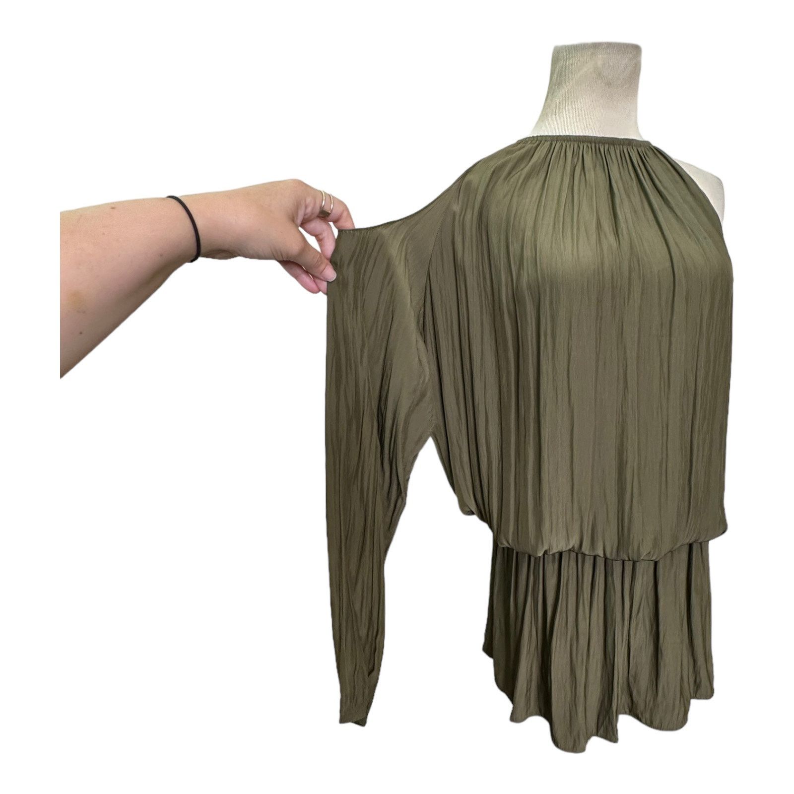 cold shoulder drop waist dress Ladivine CD409 Elegant One Shoulder Asymmetrical Dropwaist A-line Gown Shimmer Chiffon Navy / 6 main image 0