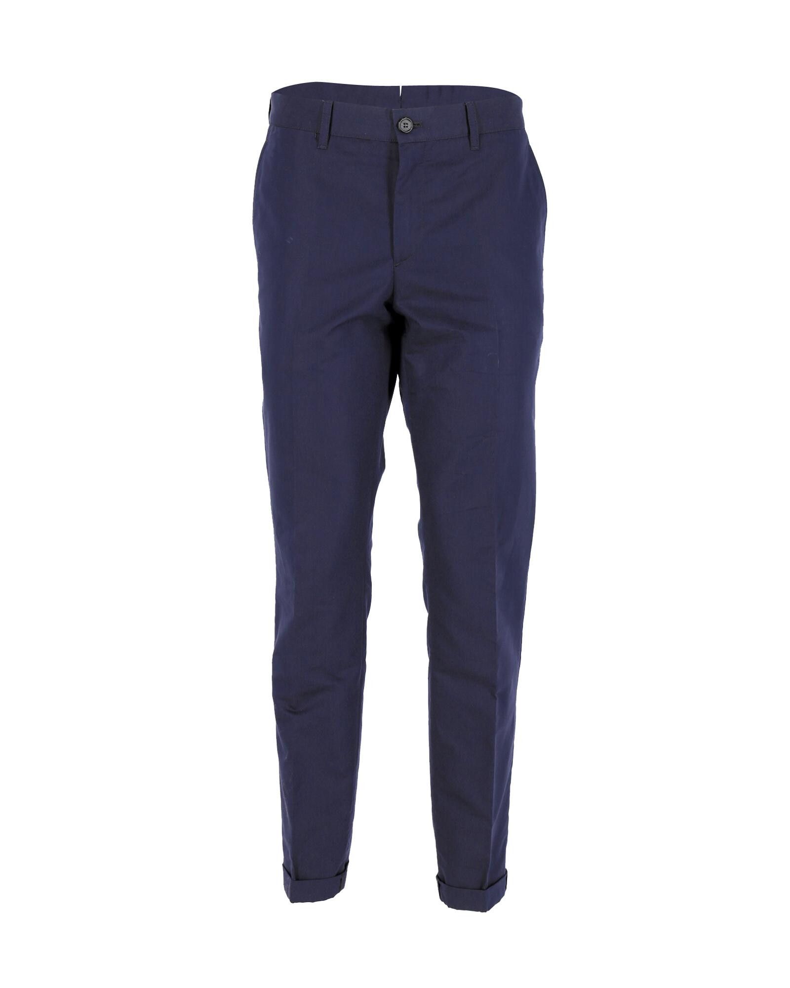 image of Prada Navy Blue Wool Straight Leg Trousers in Blue/Navy Blue, Men's (Size 34)