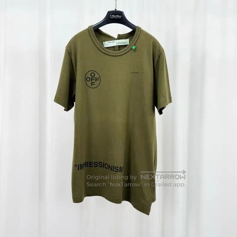 Off-White Off-White Olive Green Logo Print T-Shirt . Size US M / EU 48-50 / 2 - 1 Thumbnail