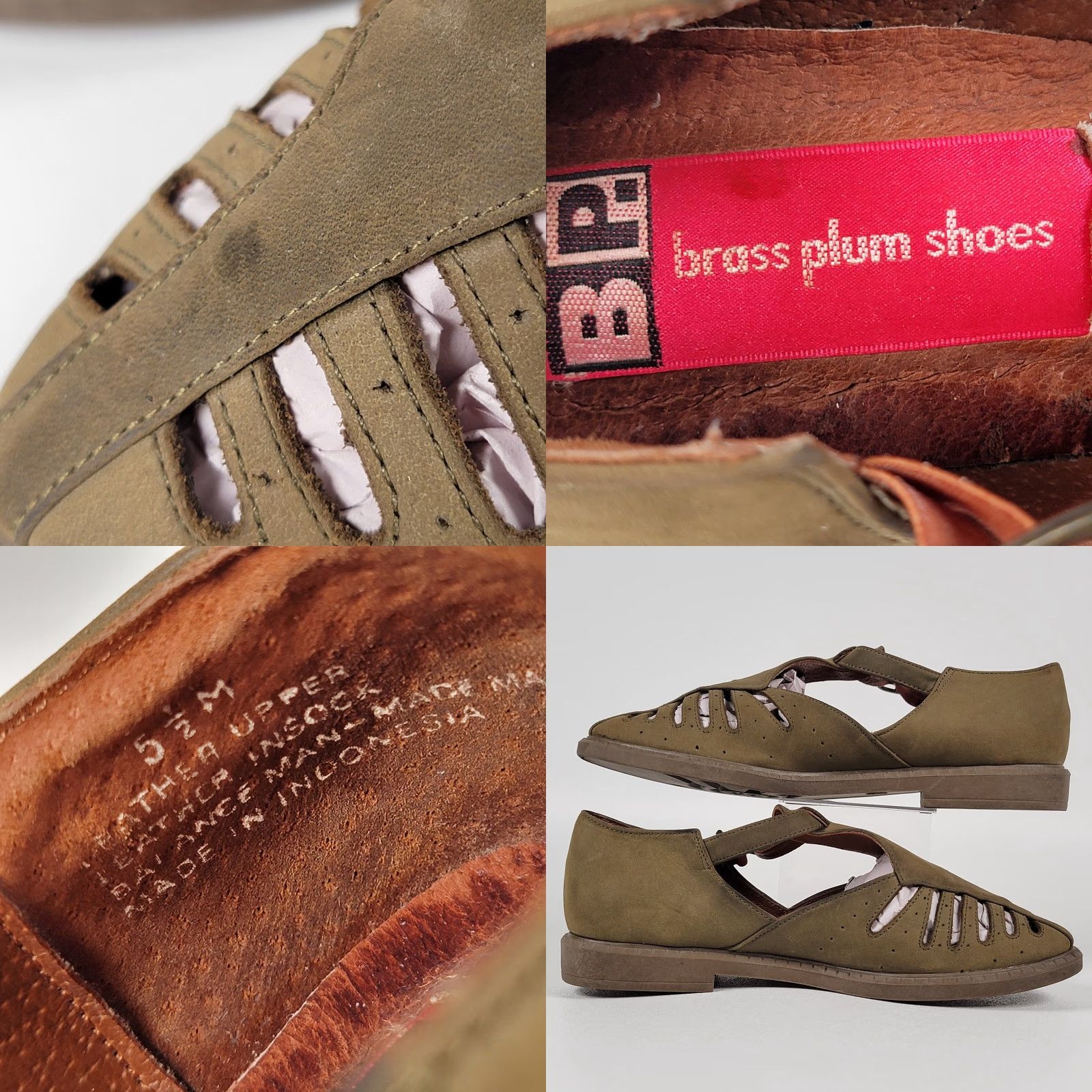 Vintage Brass Plum Comfort T Strap Mary Jane Flat Women 5.5 US Brown Leather Size US 6 / IT 36 - 8 Thumbnail