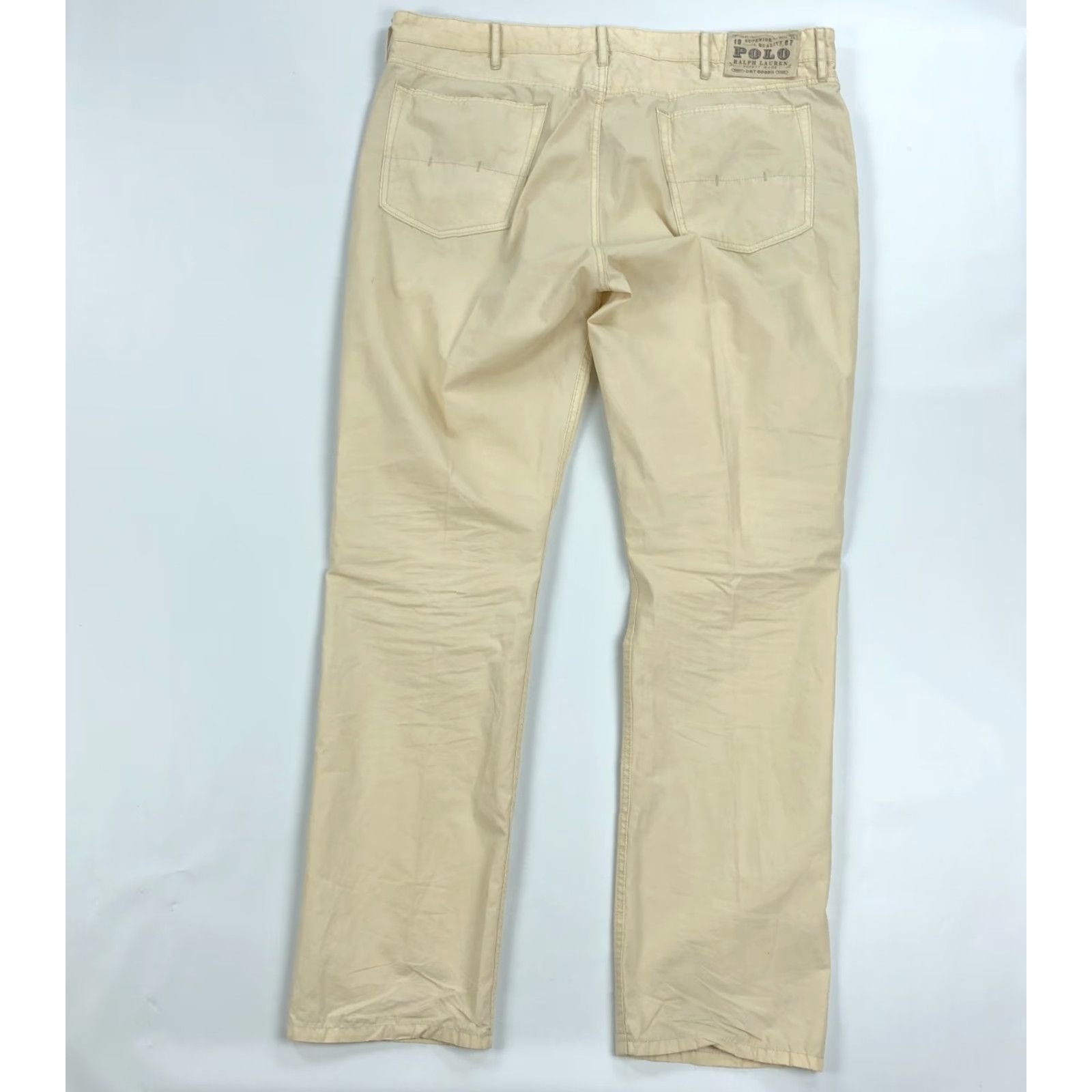 Polo Ralph Lauren Polo Ralph Lauren Jeans Slim 40x32 Varick Beige Distressed 5-Pocket Denim Men’s 40 Regular Medium Wash Varsity Vintage No Size US L / EU 52-54 / 3 - 3 Thumbnail