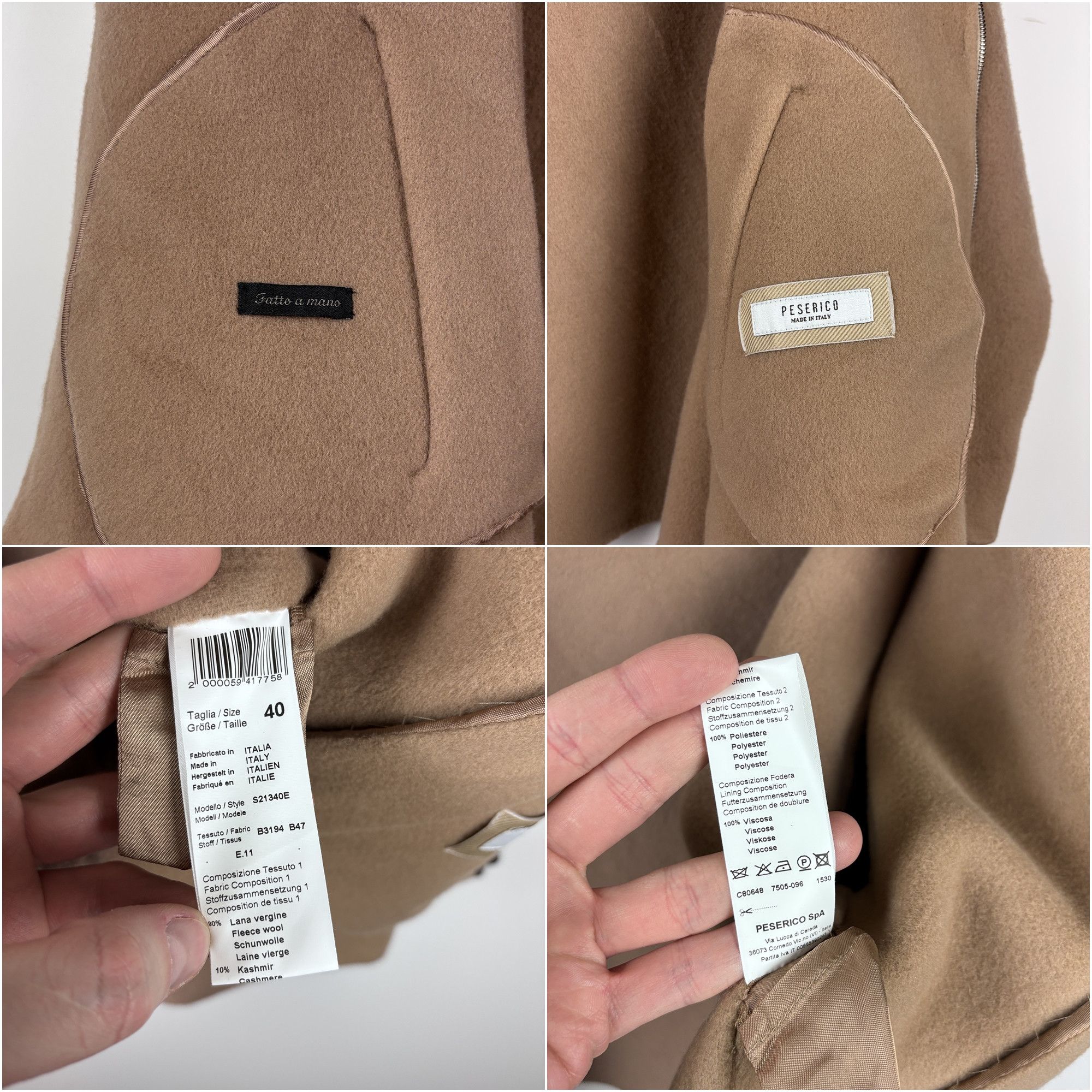 Peserico Womens Peserico Wool Cashmere Jacket Coat Brown Size 40 Size S / US 4 / IT 40 - 10 Thumbnail