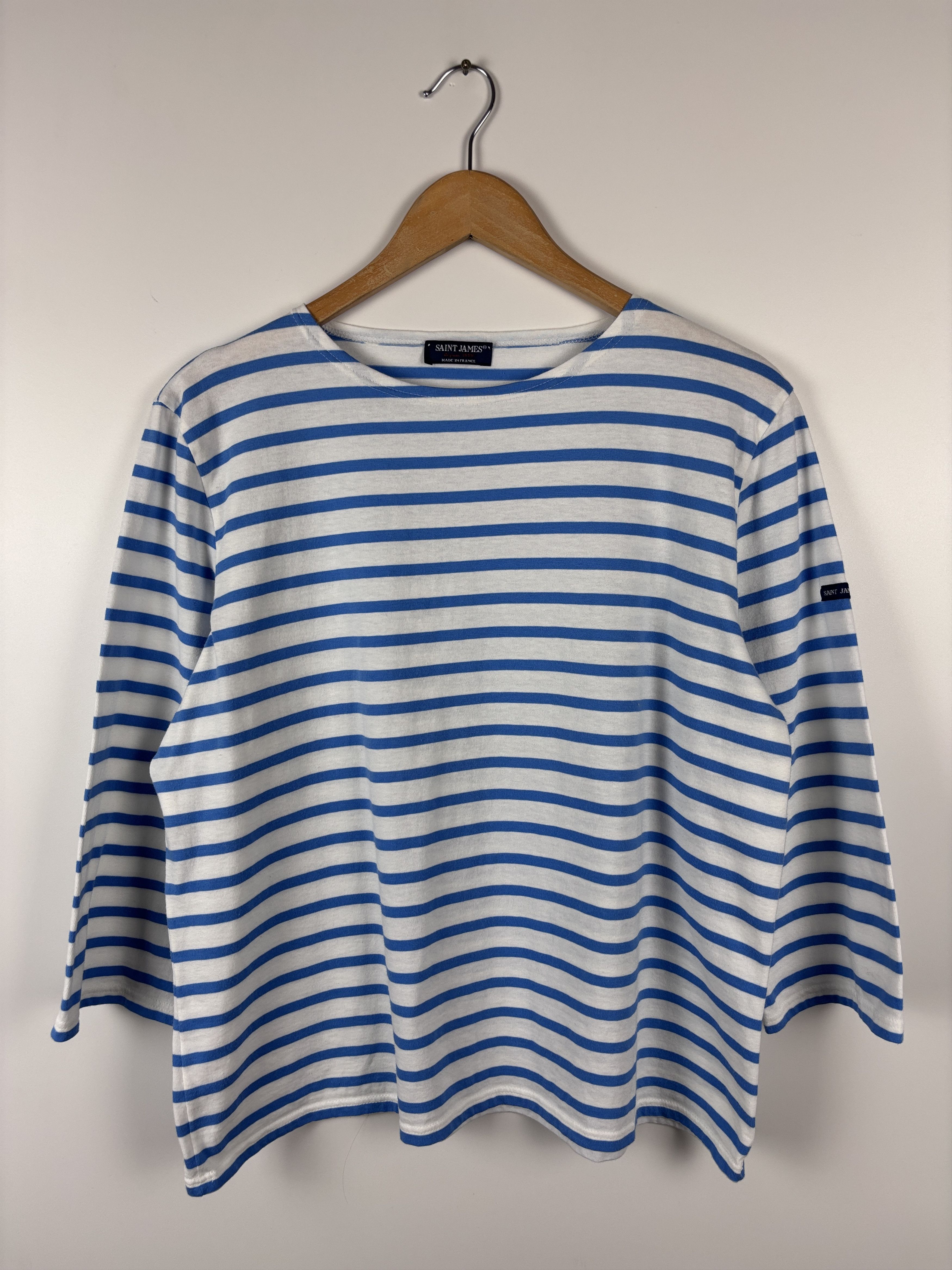 Saint James Saint James Striped 3/4 Sleeve Top Shirt White Blue S US 18 Size XXL / US 16-18 / IT 52-54 - 1 Thumbnail