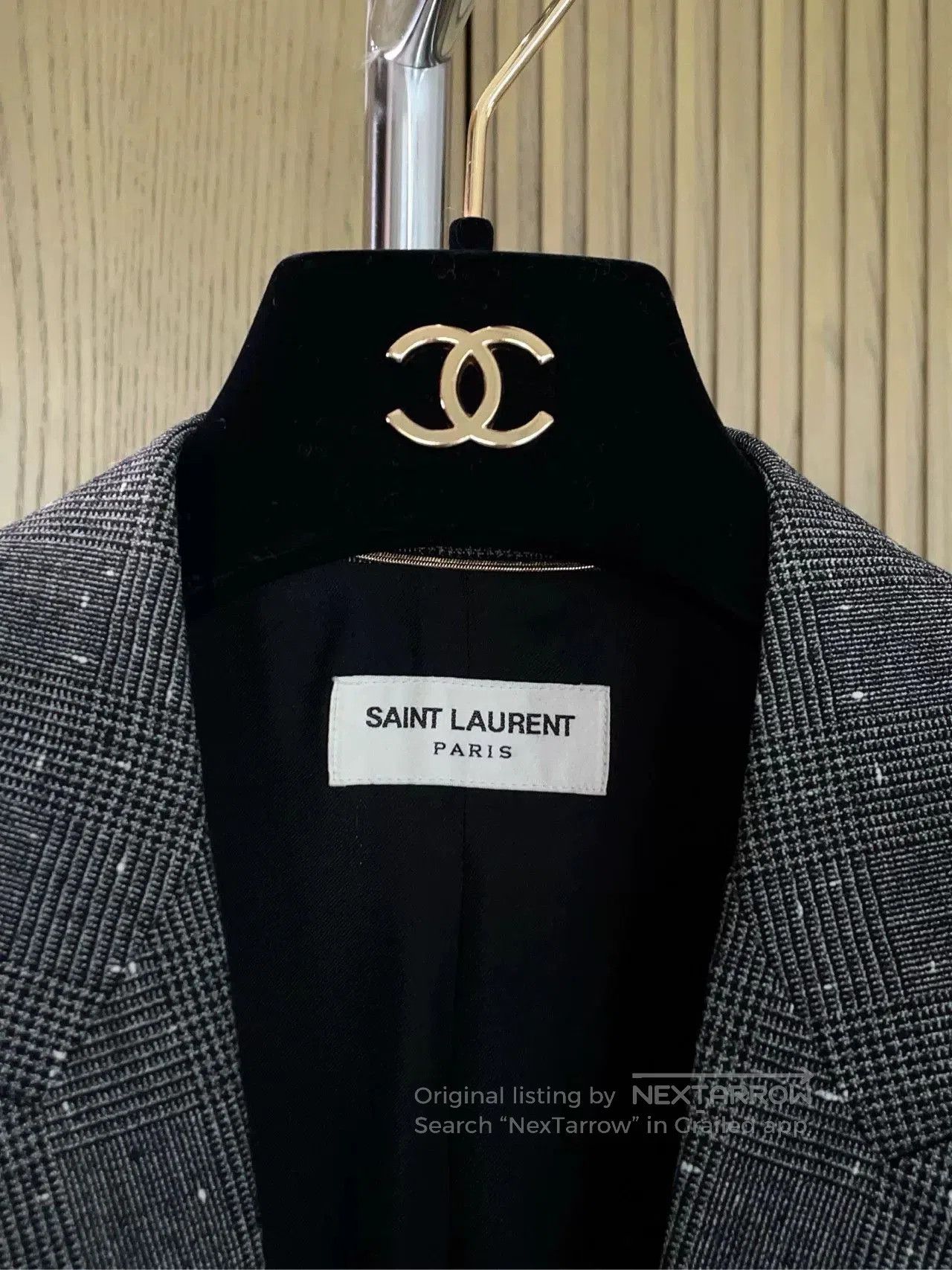 Saint Laurent Paris SAINT LAURENT Gray Check Wool Blazer. Size XXS / US 00 / IT 34 - 7 Thumbnail