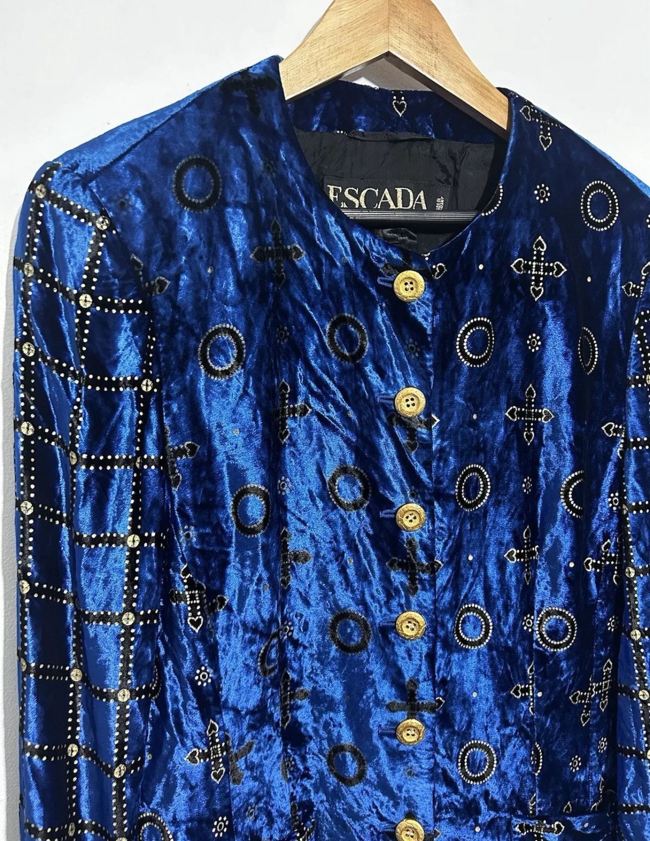 Escada Escada Margaretha Ley Cross Jacket, Blue And Gold. Size 38 Size XS / US 0-2 / IT 36-38 - 2 Thumbnail
