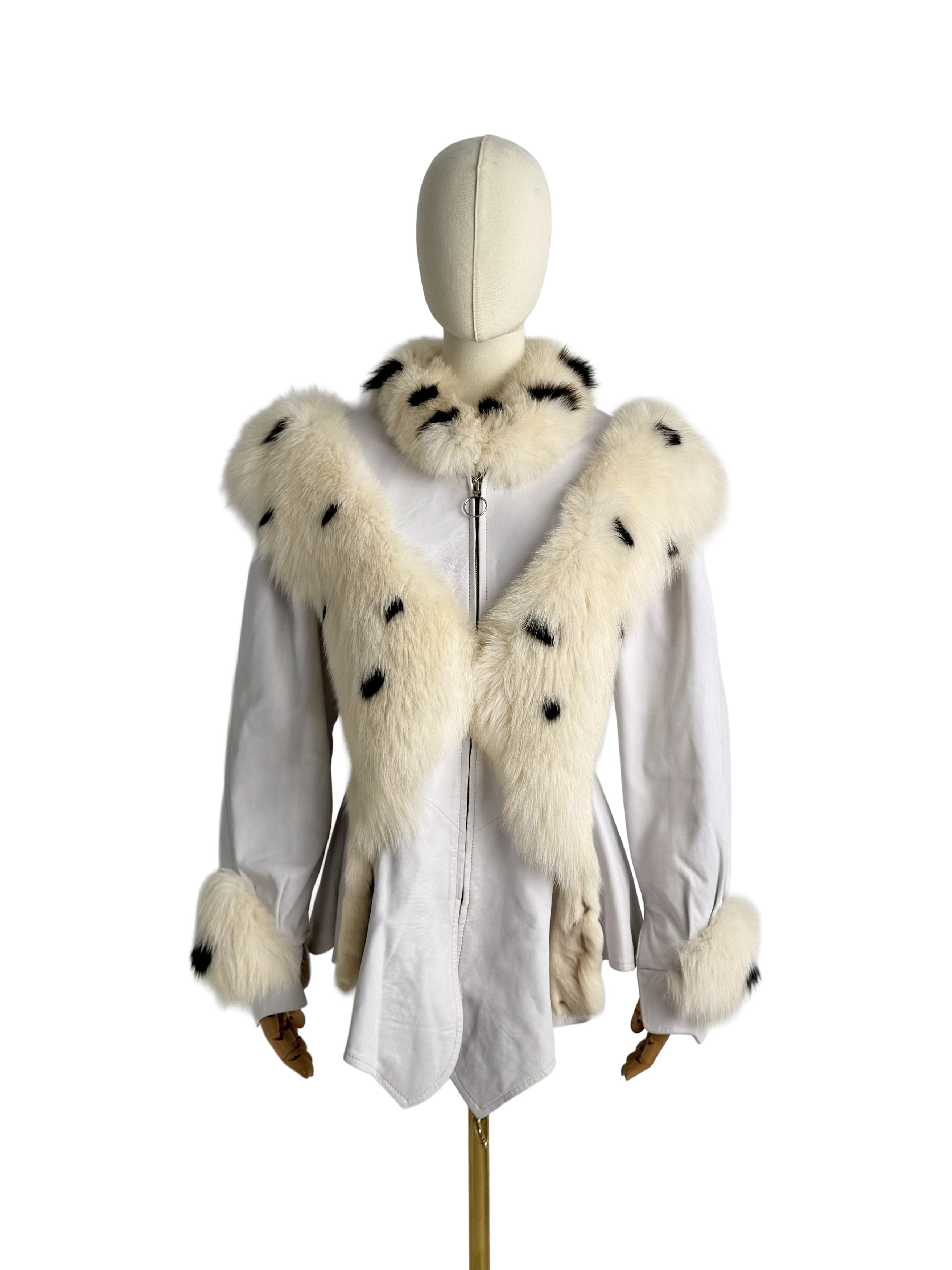 Vintage Leather Jacket With Real Fur Details M339(E4)D15(V4)
