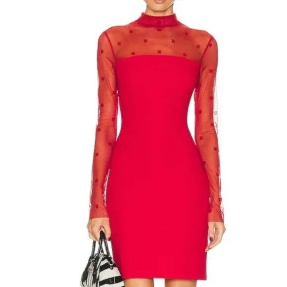 Givenchy GIVENCHY MOCK NECK TUBINO VERMILLION DRESS - NEW WITH TAGS Size XXS / US 00 / IT 34 - 2 Thumbnail