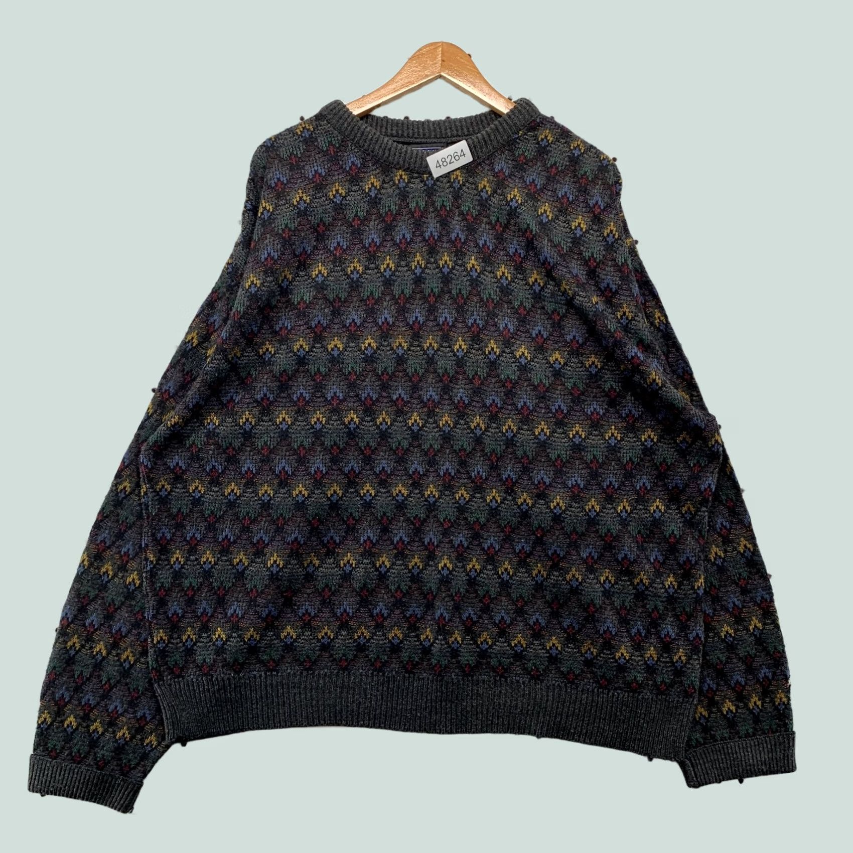 Jantzen Vintage Jantzen 3D Knit Sweater Mens XL Gray Geometric Acrylic Grandpa Made USA Size US XL / EU 56 / 4 - 1 Thumbnail