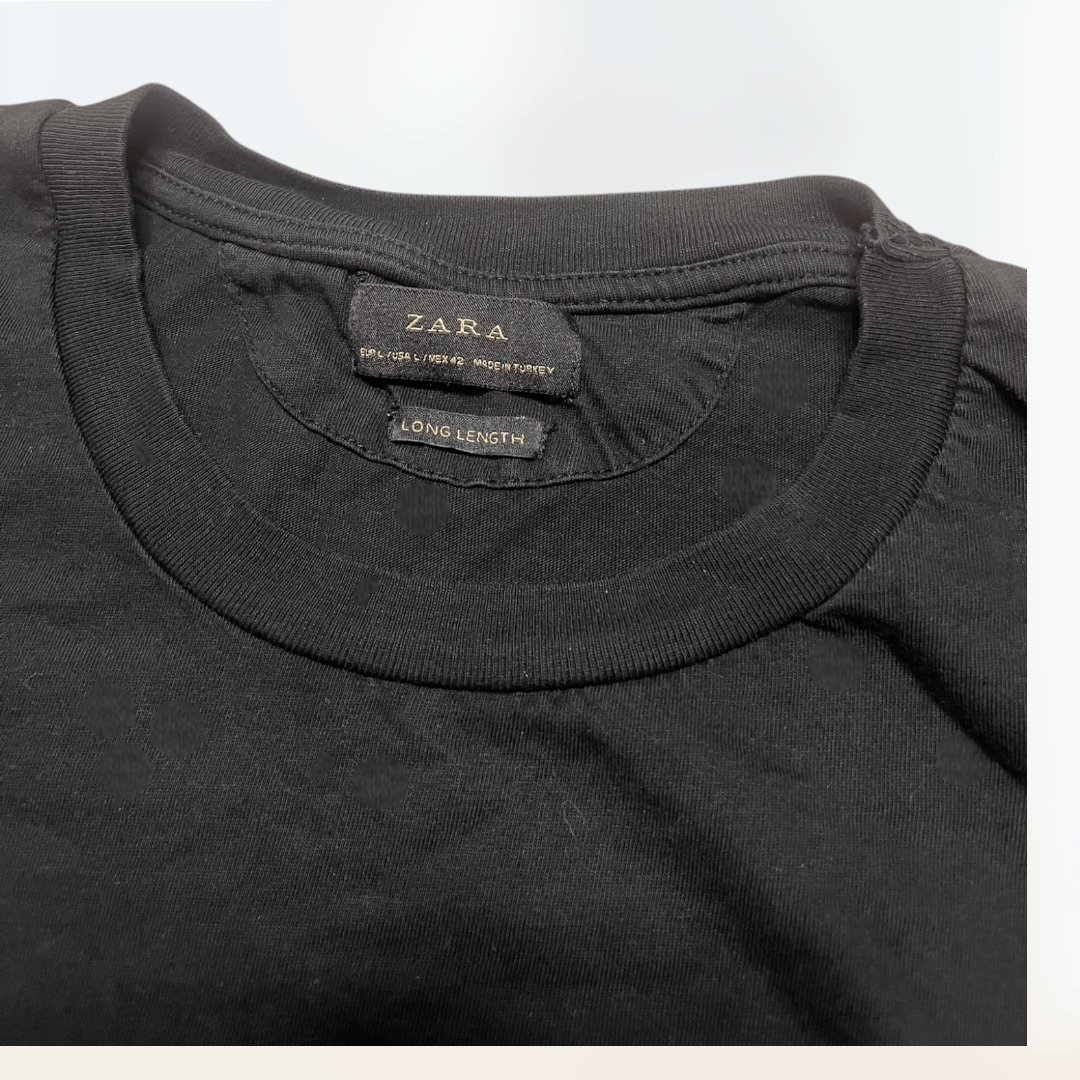 Zara Zara long length black soft basic tee short sleeve size L Size L / US 10 / IT 46 - 2 Thumbnail
