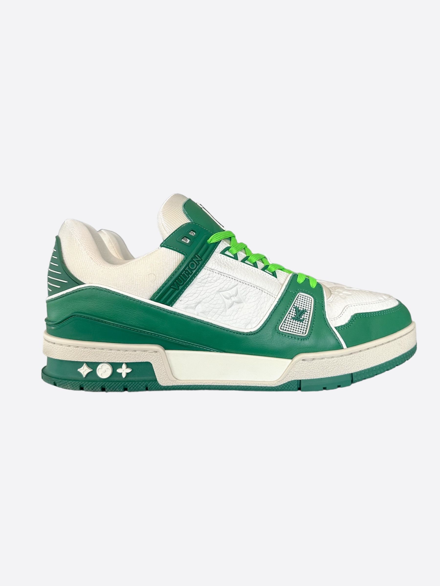 image of Louis Vuitton Green & White Monogram Trainers Shoes, Men's (Size 10)