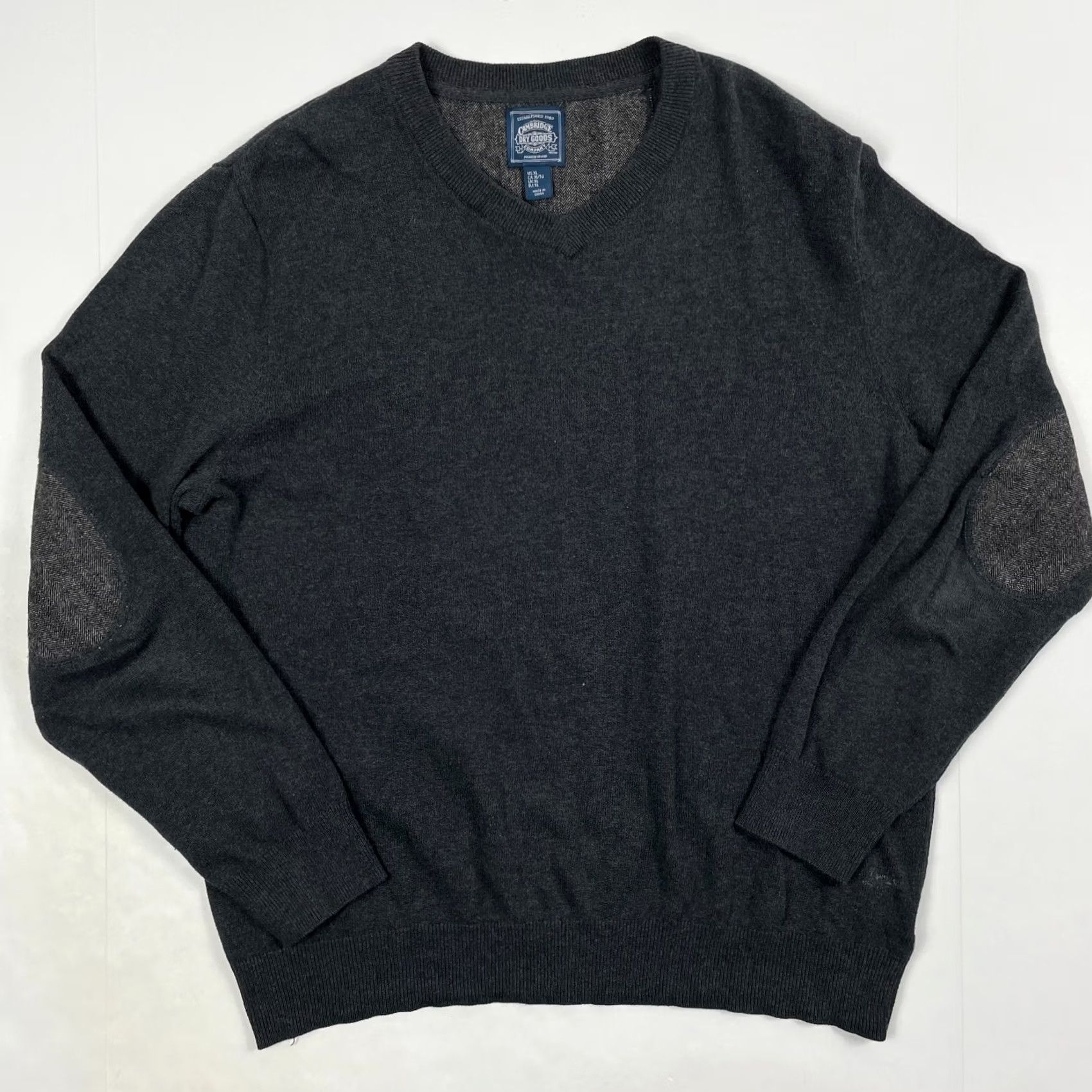Vintage Cambridge Dry Goods Sweater Men Extra Large Gray Long Sleeve V-Neck Elbow Patch Size US XL / EU 56 / 4 - 2 Thumbnail