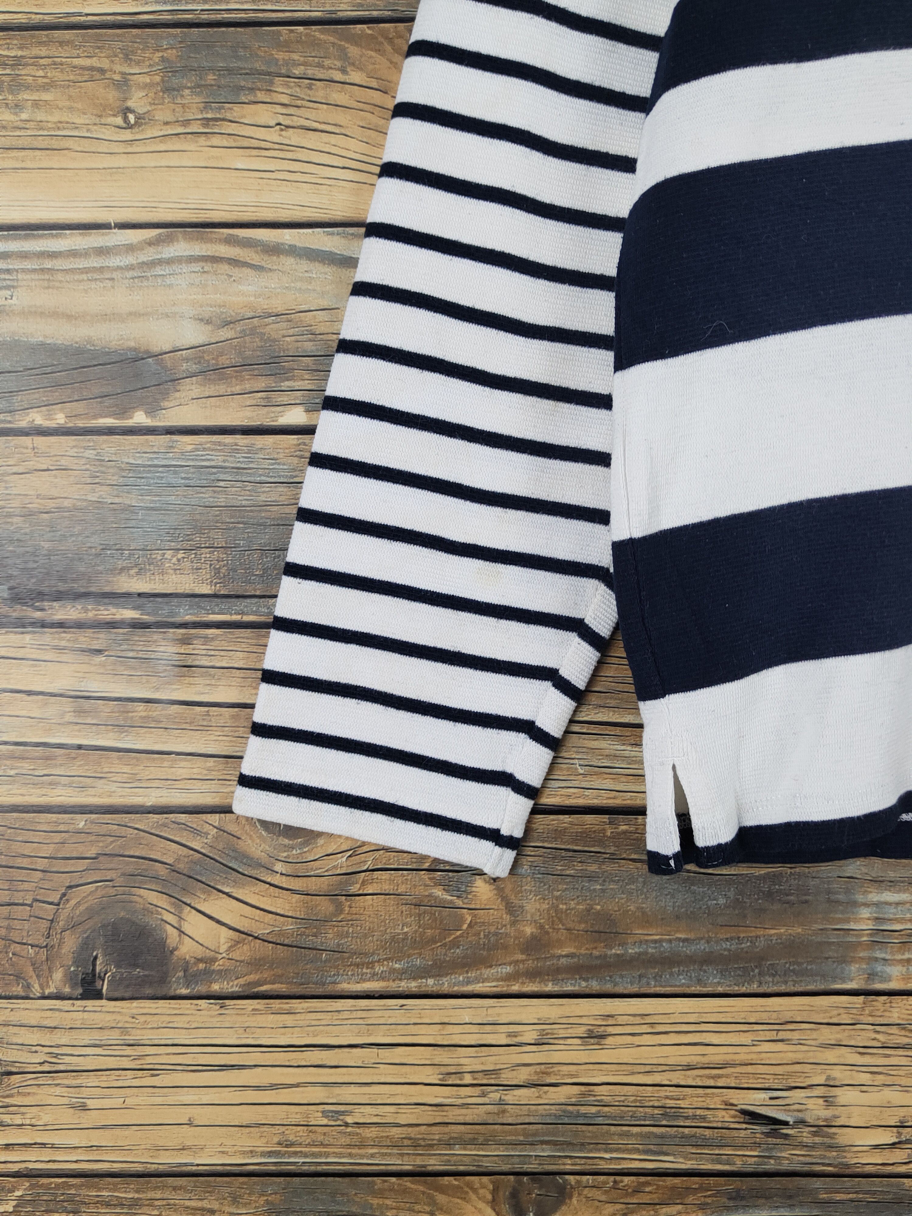 Japanese Brand The Shop TK White Navy stripe Long Sleeve T-shirts #W1336 Size US M / EU 48-50 / 2 - 4 Thumbnail