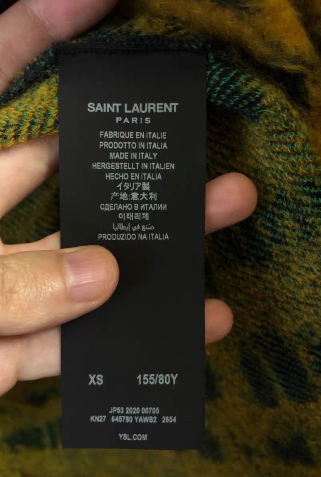 Saint Laurent Paris Saint Laurent Yellow-Green Striped Mohair Knit Cardigan Size US XS / EU 42 / 0 - 7 Thumbnail