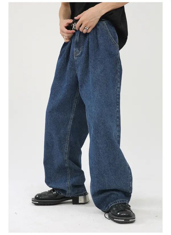 Japanese Brand Ishida x Hara Men's loose washed wide-leg straight jeans Size US 32 / EU 48 - 4 Thumbnail