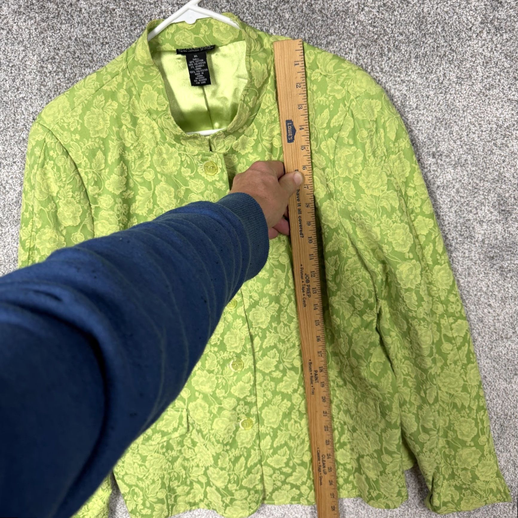 Vintage Dialogue Blazer Jacket XL Floral Jacquard Lined Shoulder Pads Office Chic Green Womens XL Size XL / US 12-14 / IT 48-50 - 2 Thumbnail