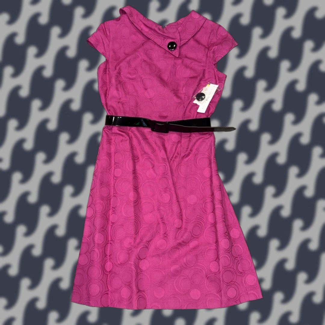 Pinko London Style Women’s Dress Misses Cherry Pink Size 12 Textured Circles A-Line Sleeveless NWT Size XL / US 12-14 / IT 48-50 - 1 Thumbnail